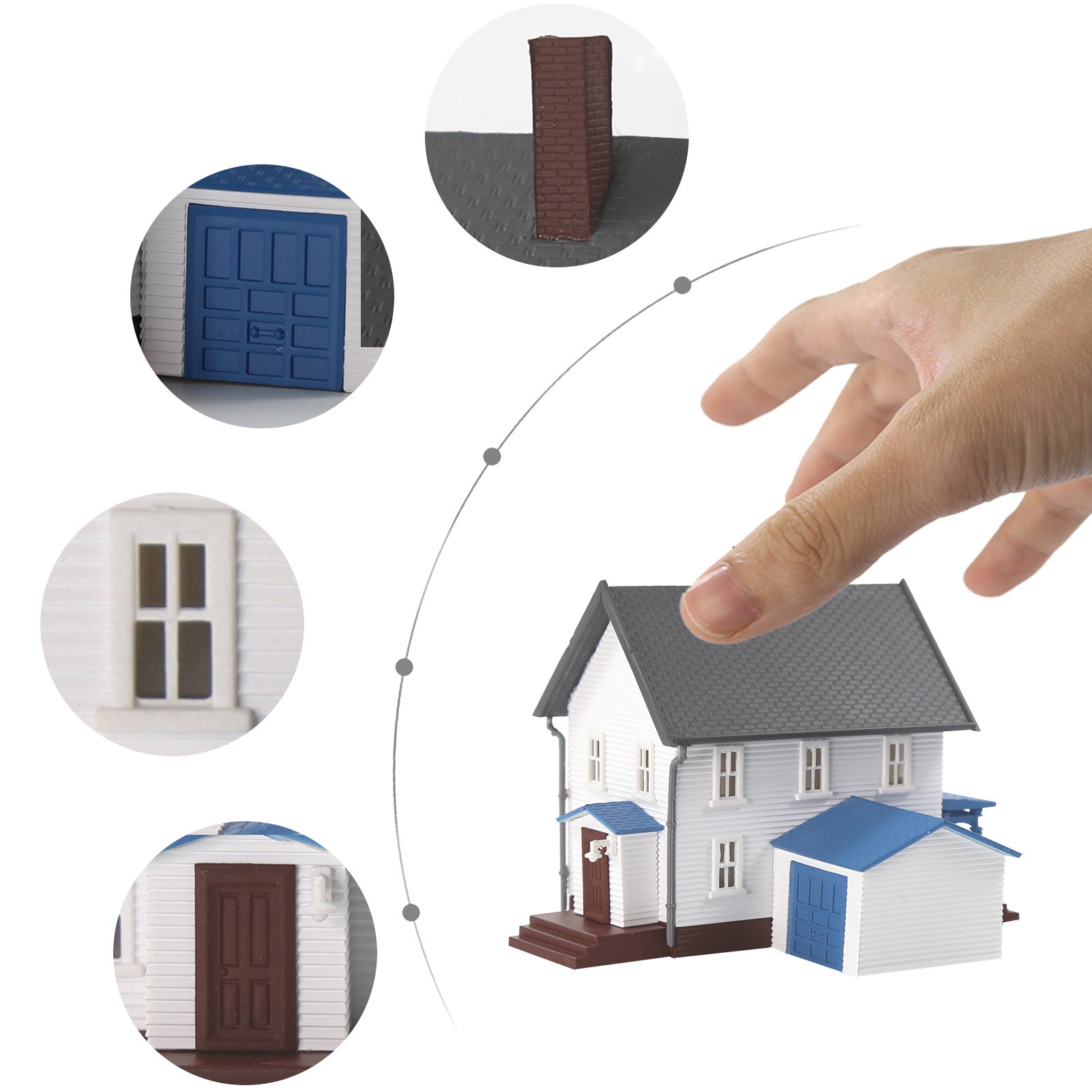 JZN5905 1 Unit N Scale 1:160 Model Dwelling House Kit Two-story with Garage for Buildings