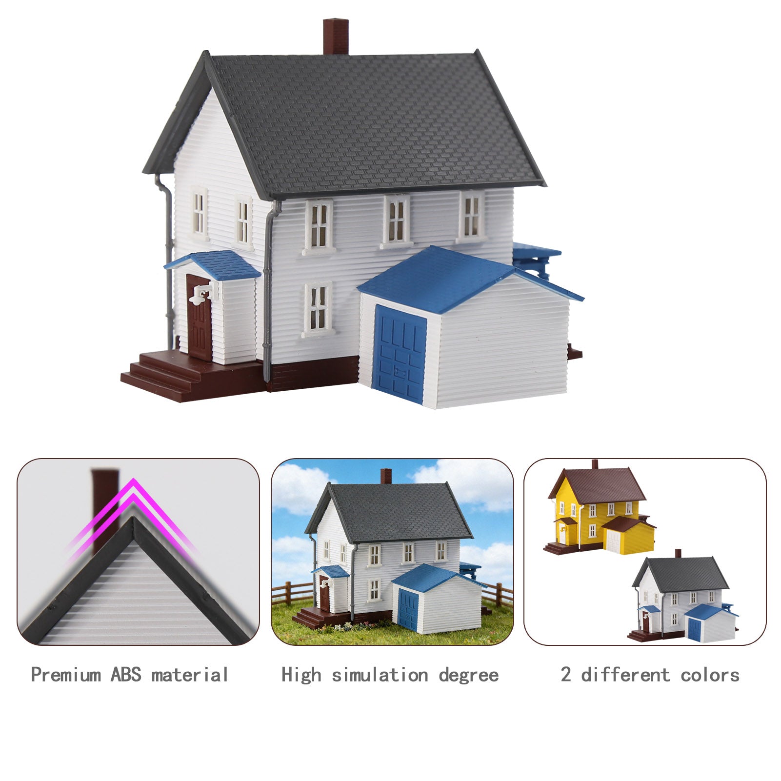 JZN5905 1 Unit N Scale 1:160 Model Dwelling House Kit Two-story with Garage for Buildings