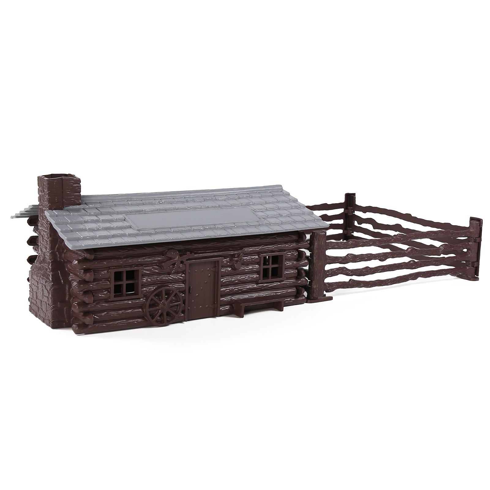 JZO02P 1 Unit O Scale 1:50 Painted Hunter's Log Cabin with Corral for Model Railroad
