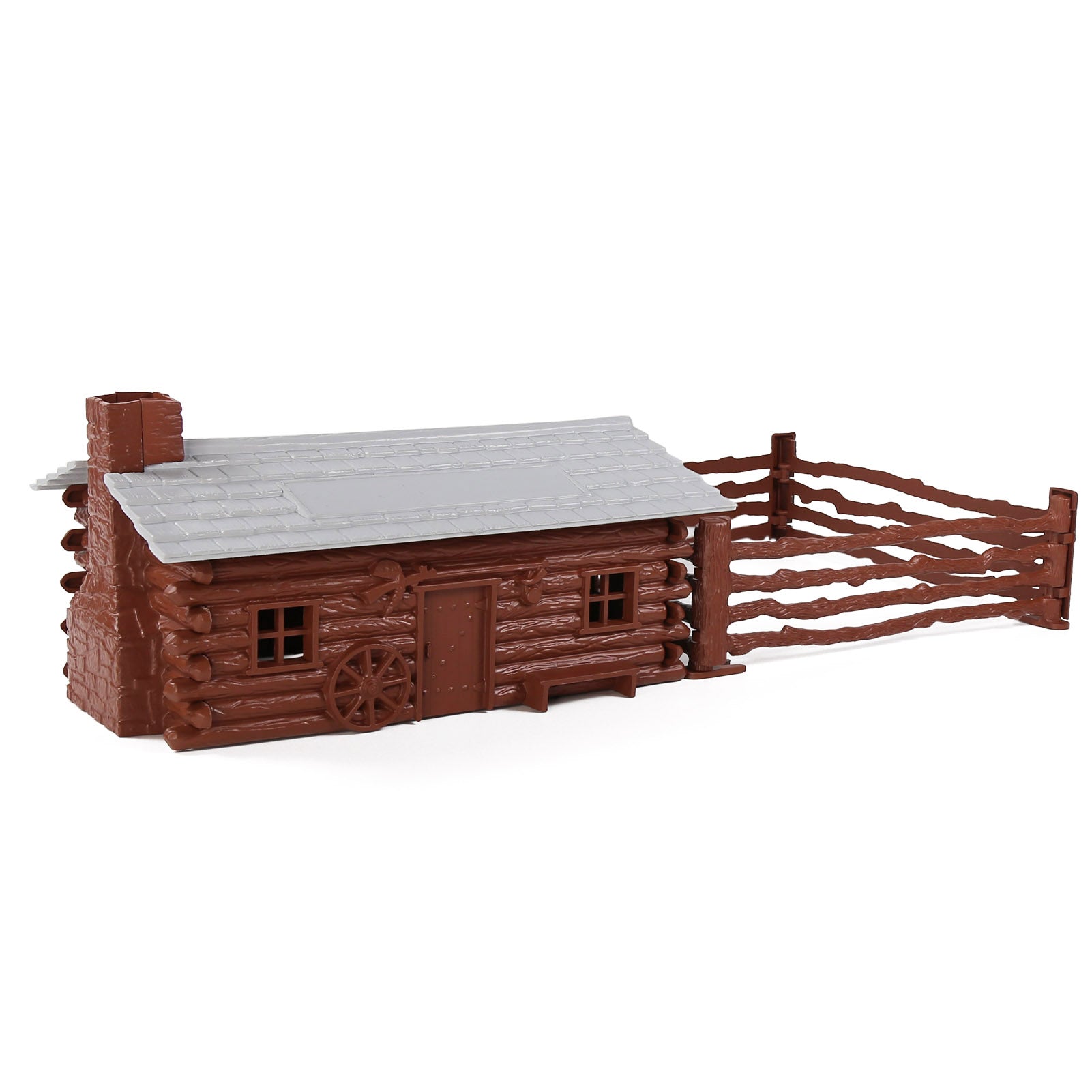 JZO02P 1 Unit O Scale 1:50 Painted Hunter's Log Cabin with Corral for Model Railroad