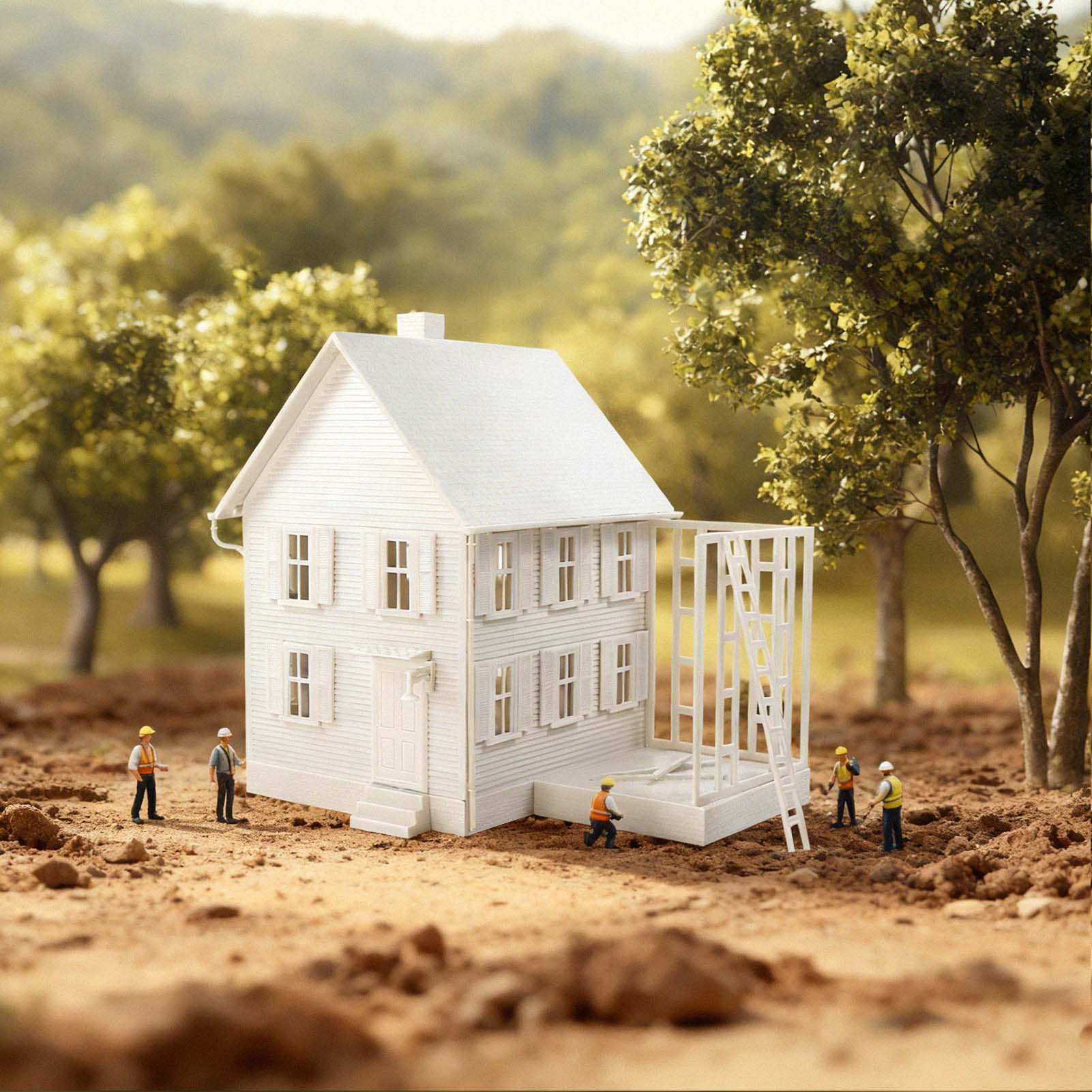 JZO7JJ 1 Unit O Scale 1:50 Model Dwelling House Kit White Not-built Architectural Building