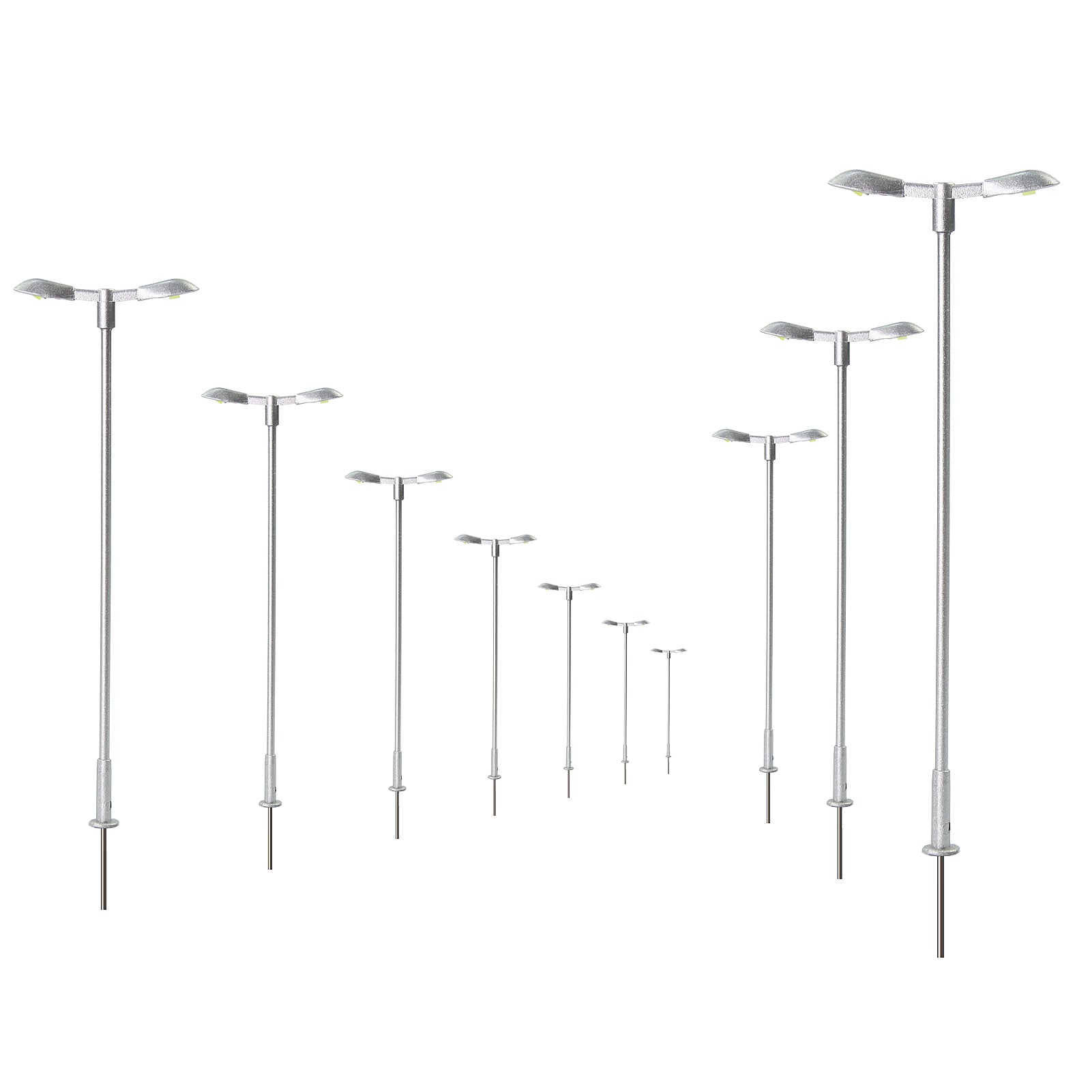 LD13 10pcs Z N TT HO OO Scale Metal Street Lights Silver LED Lamps