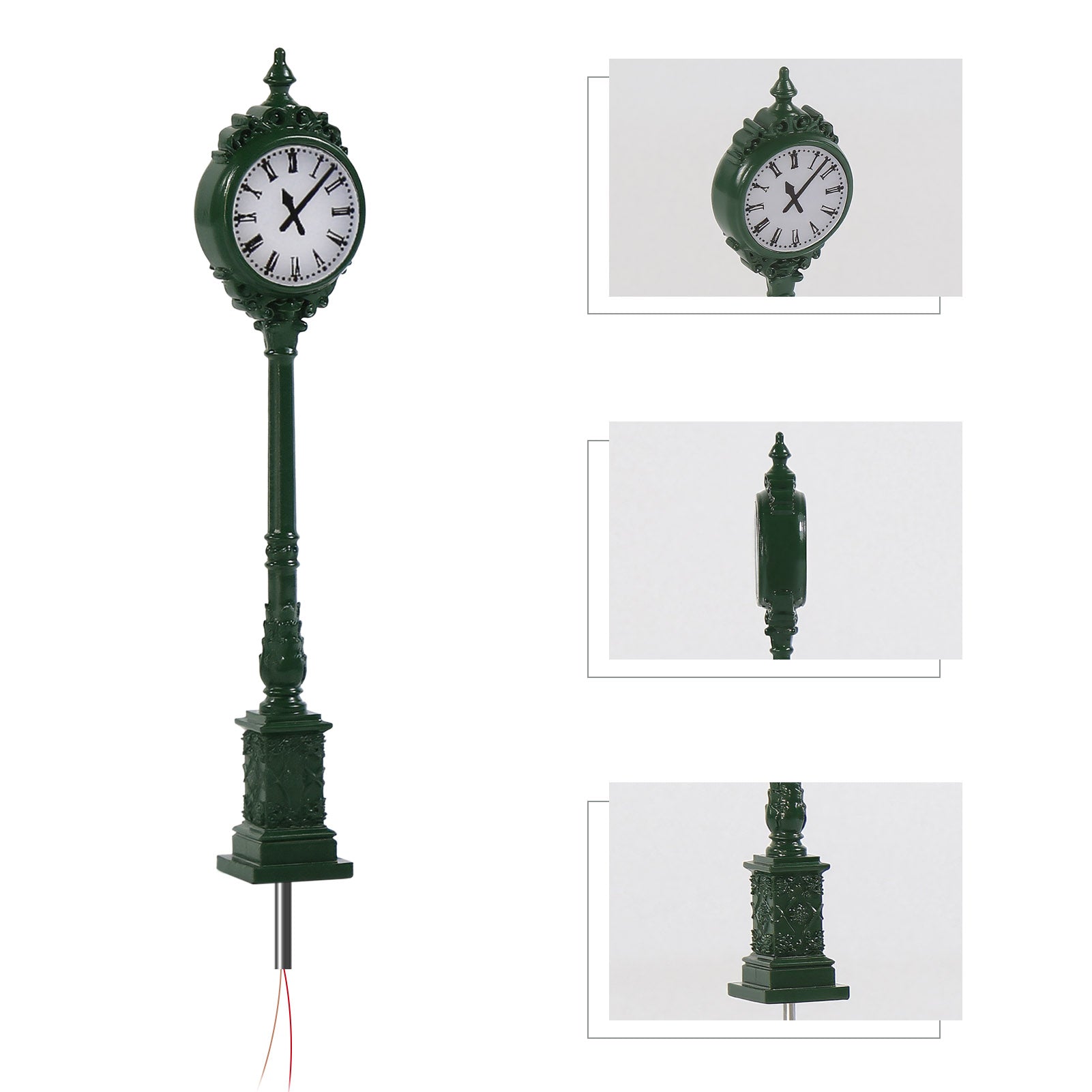 LD37 3pcs N Scale 1:160 HO Scale 1:87 Green Platform Clock Lamps Warm White LED