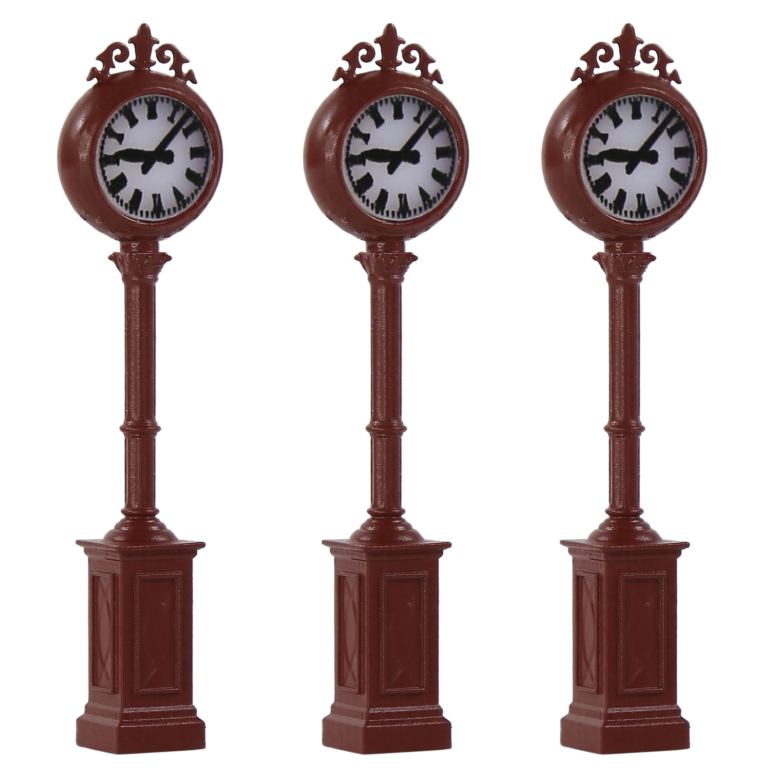 LD38 3pcs N Scale 1:160 HO Scale 1:87 Red Platform Clock Lamps Warm White LED