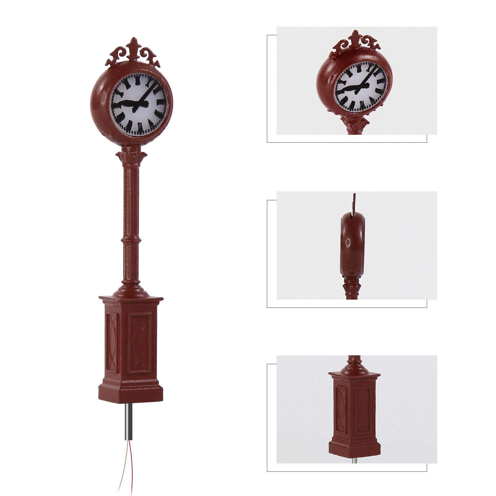 LD38 3pcs N Scale 1:160 HO Scale 1:87 Red Platform Clock Lamps Warm White LED