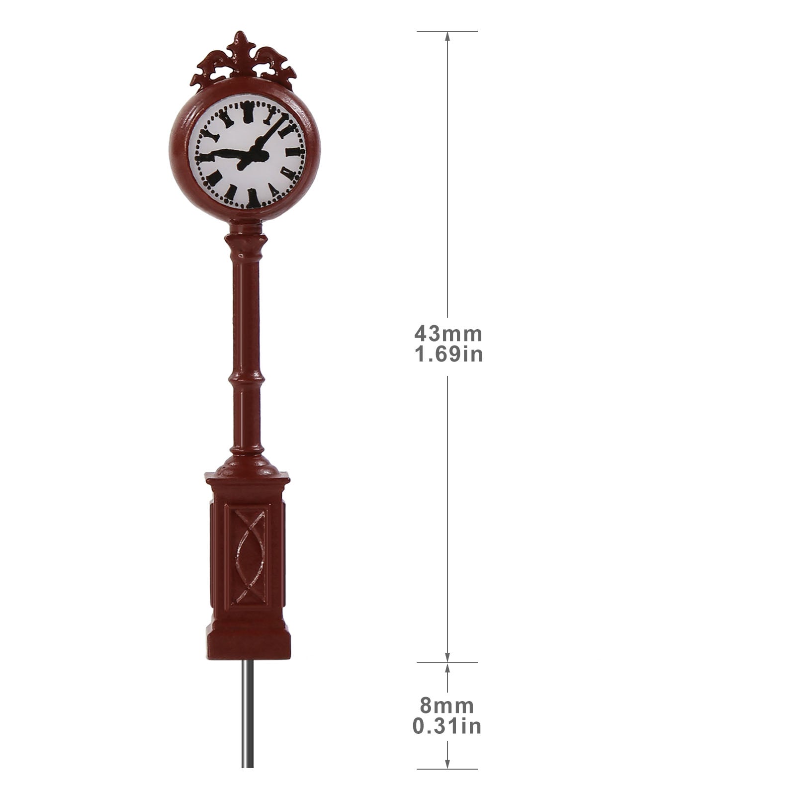LD38 3pcs N Scale 1:160 HO Scale 1:87 Red Platform Clock Lamps Warm White LED