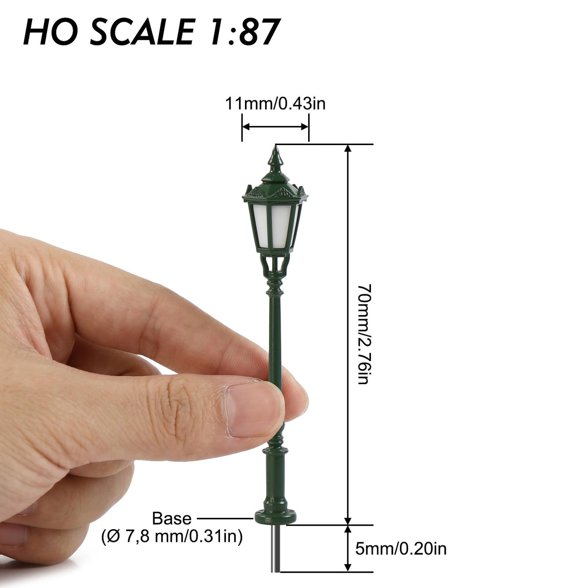 LD41 5pcs O HO N Green Model Street Lights Vintage Hexagon Warm White LED Lamps