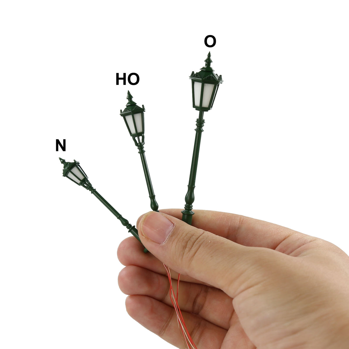 LD41 5pcs O HO N Green Model Street Lights Vintage Hexagon Warm White LED Lamps