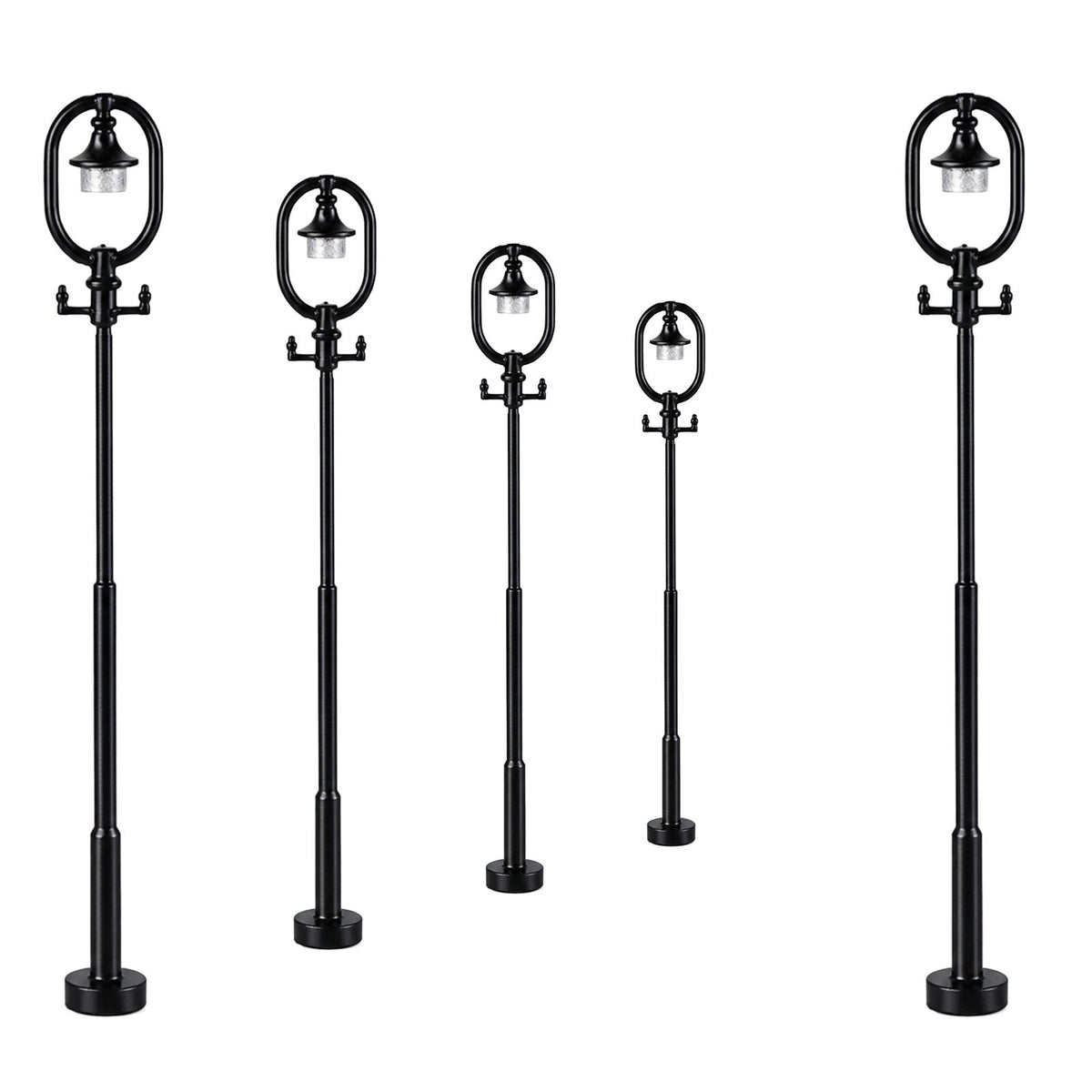 LD44 5pcs O HO N Antique Lamps Black Round Head Model Street Lights