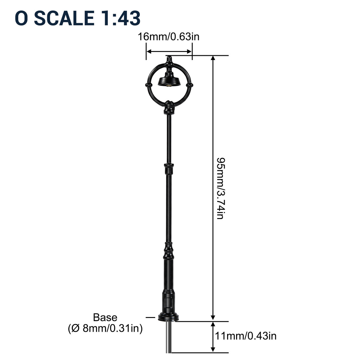 LD45 5pcs O HO N Scale Model Black Post Lights Round Head Warm White Model Lamps