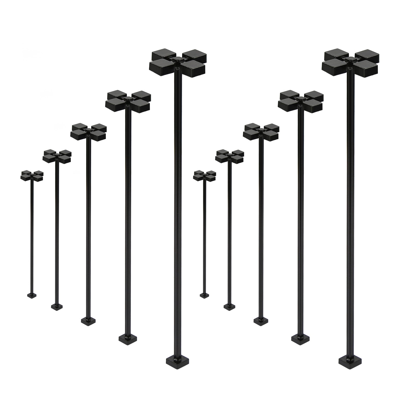 LM06 10pcs OO HO Scale Metal Lamp Four-Heads Street Lights LED