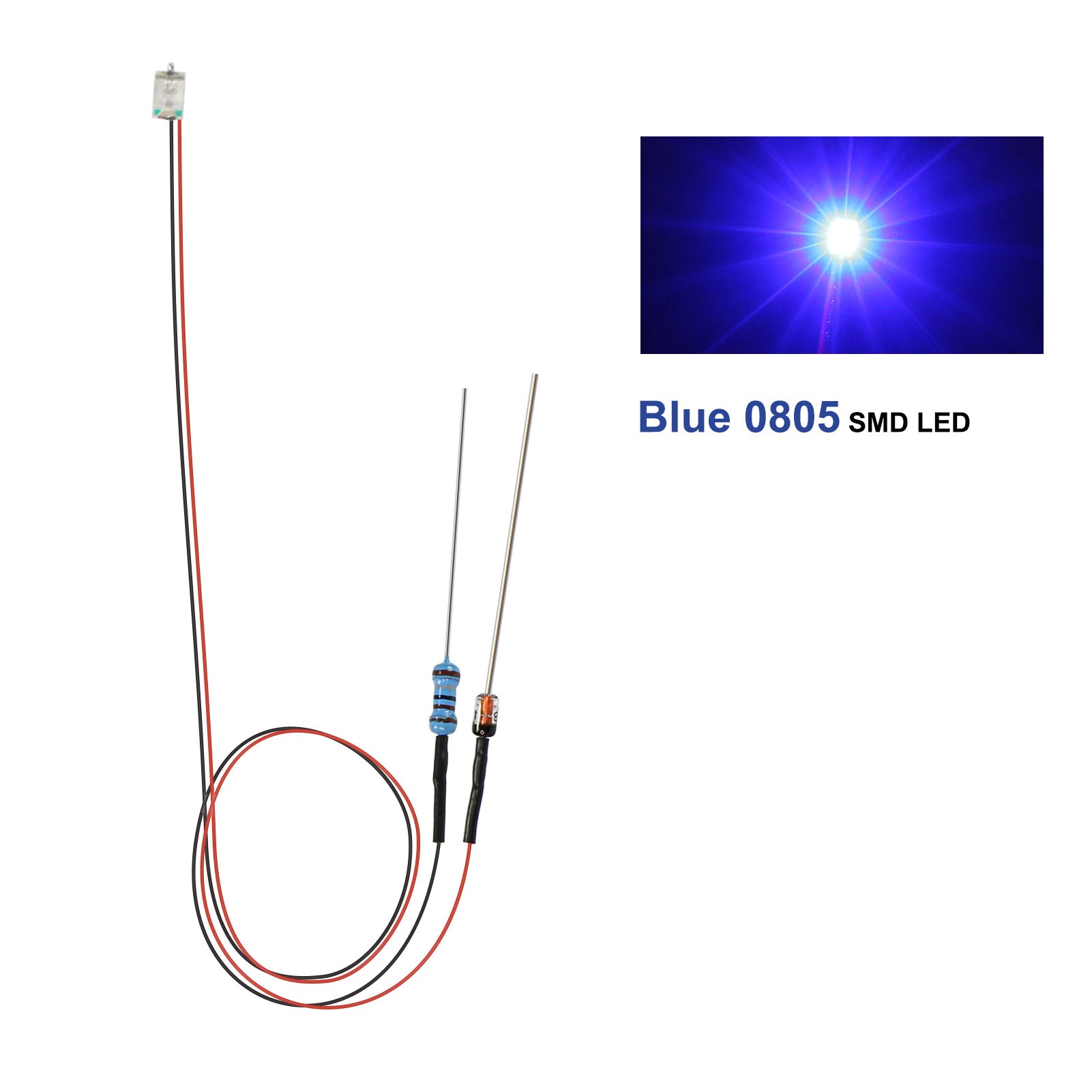 LR0805 20pcs Pre-wired 50cm Wire 0805 SMD LED Lights with Resistor Rectifier