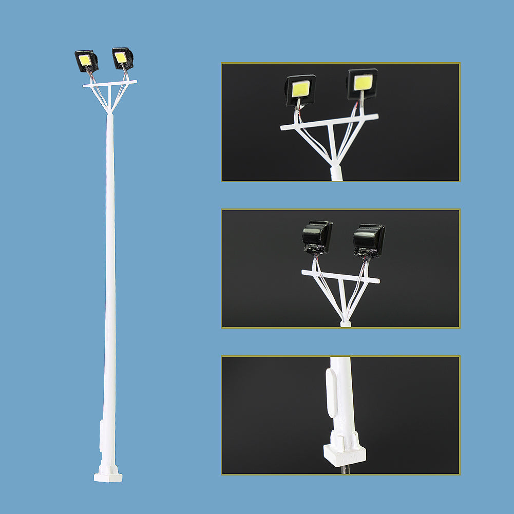 LSL07 5pcs Model Railway Plaza Lamps Two-leds Playground Lights