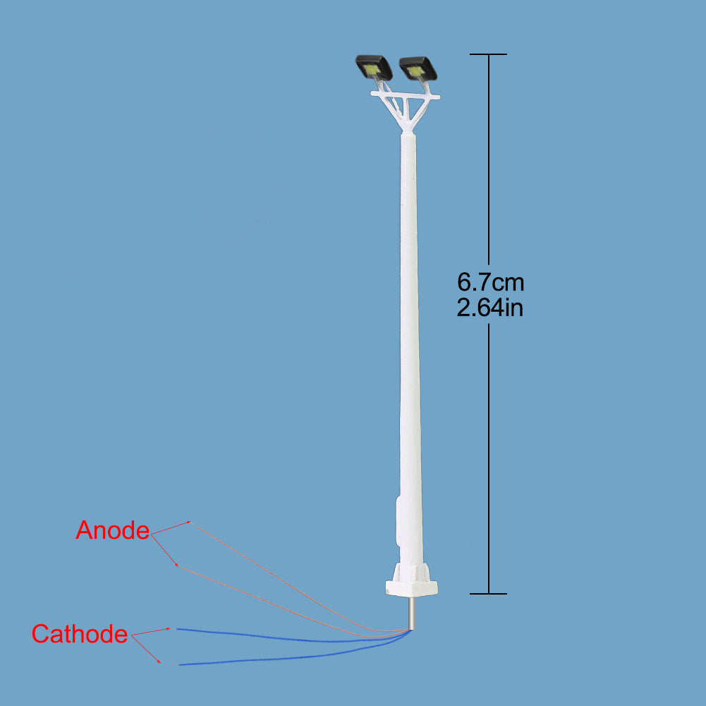 LSL07 5pcs Model Railway Plaza Lamps Two-leds Playground Lights