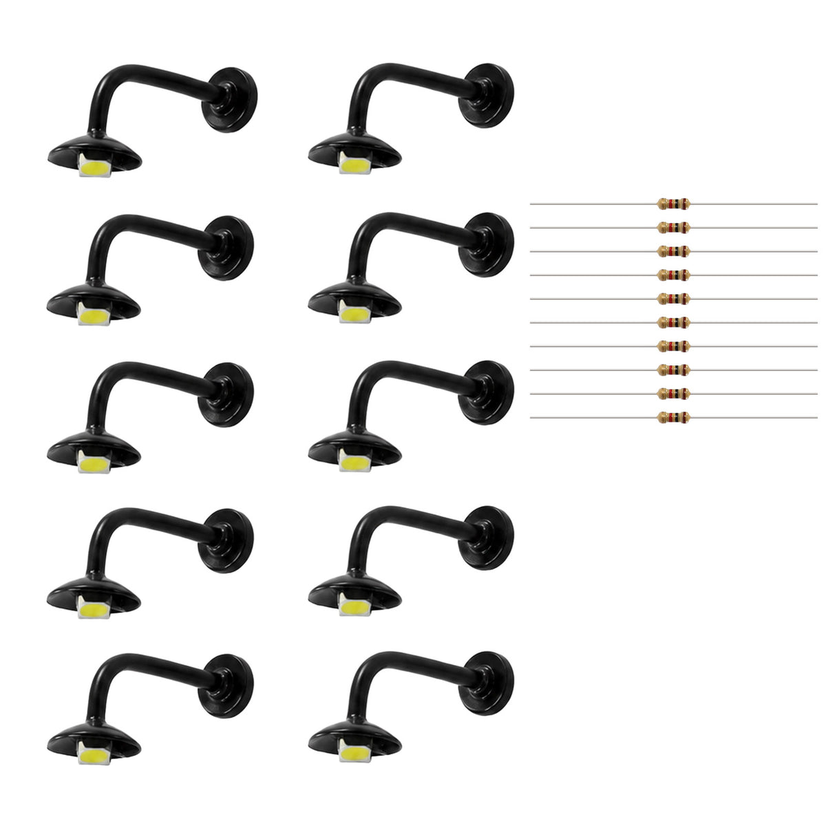 LSL16 10pcs HO Scale 1:87 Hanging Lamp Goose Neck Light LED