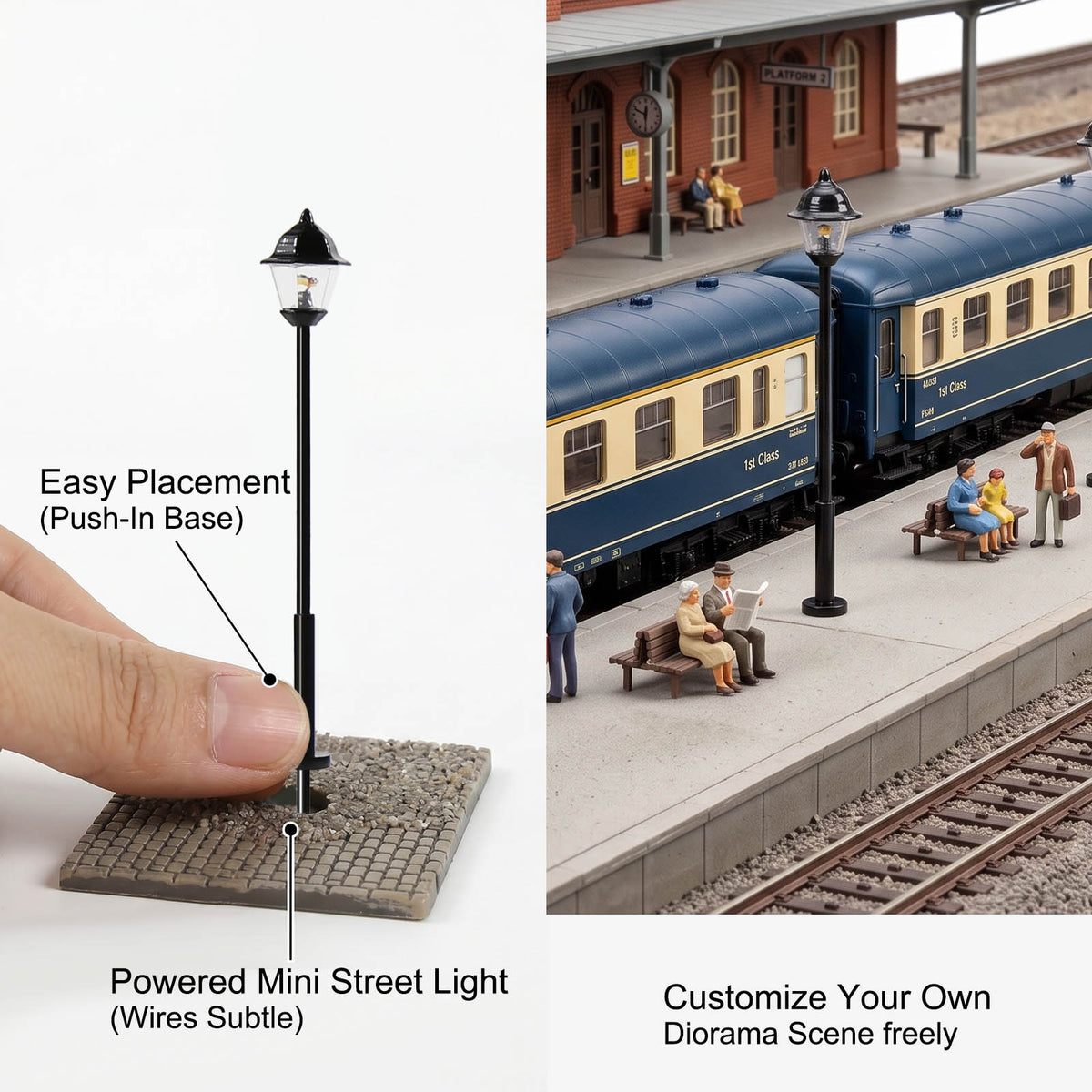 LYM09 10pcs N Scale 1:150 Lamppost Street Light12V