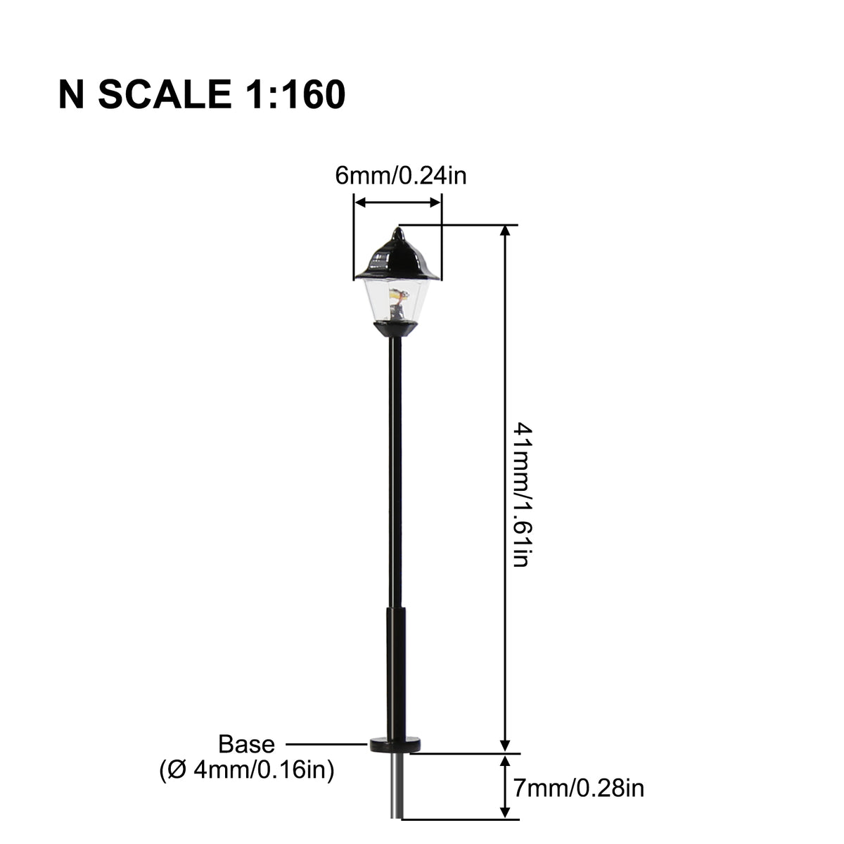 LYM09 10pcs N Scale 1:150 Lamppost Street Light12V