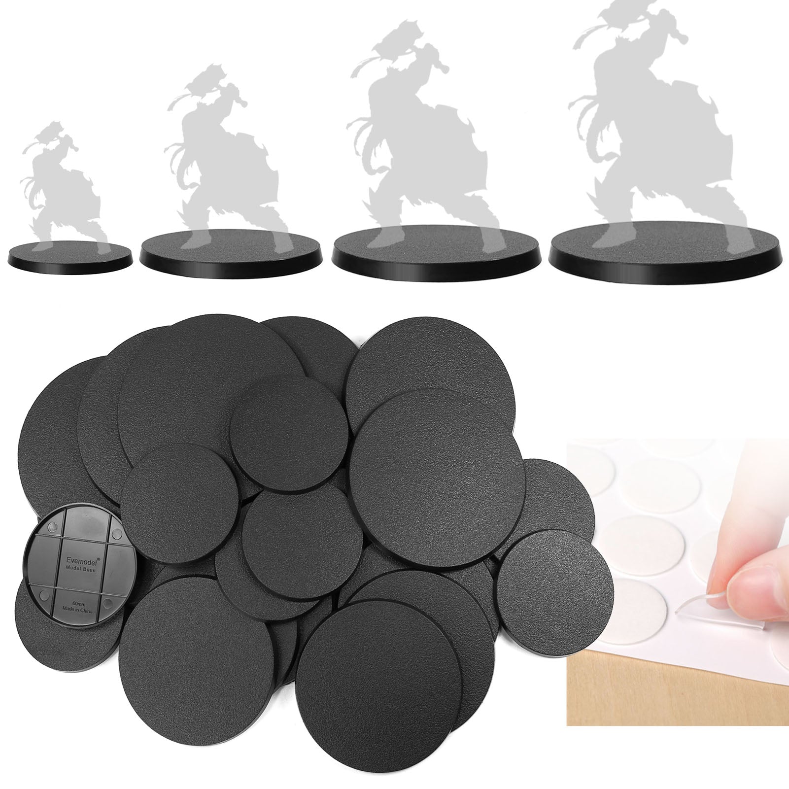 MB11 Various Size 60mm 80mm 90mm 100mm Round ABS Model Bases for Wargames Table Games