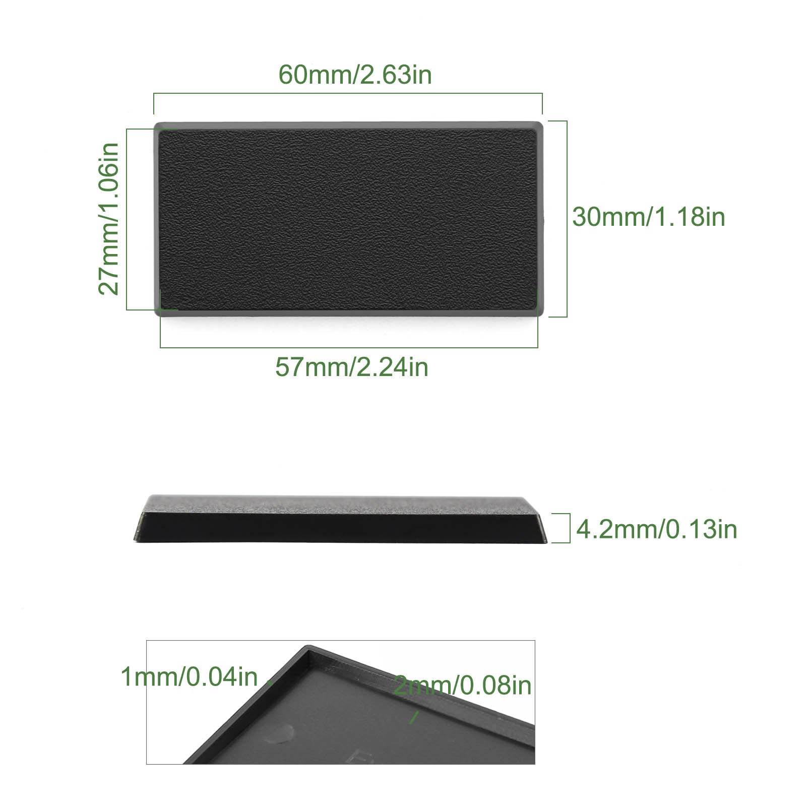 MB3060 20pcs 30mmX60mm Rectangle Bases Black Plastic for Wargames