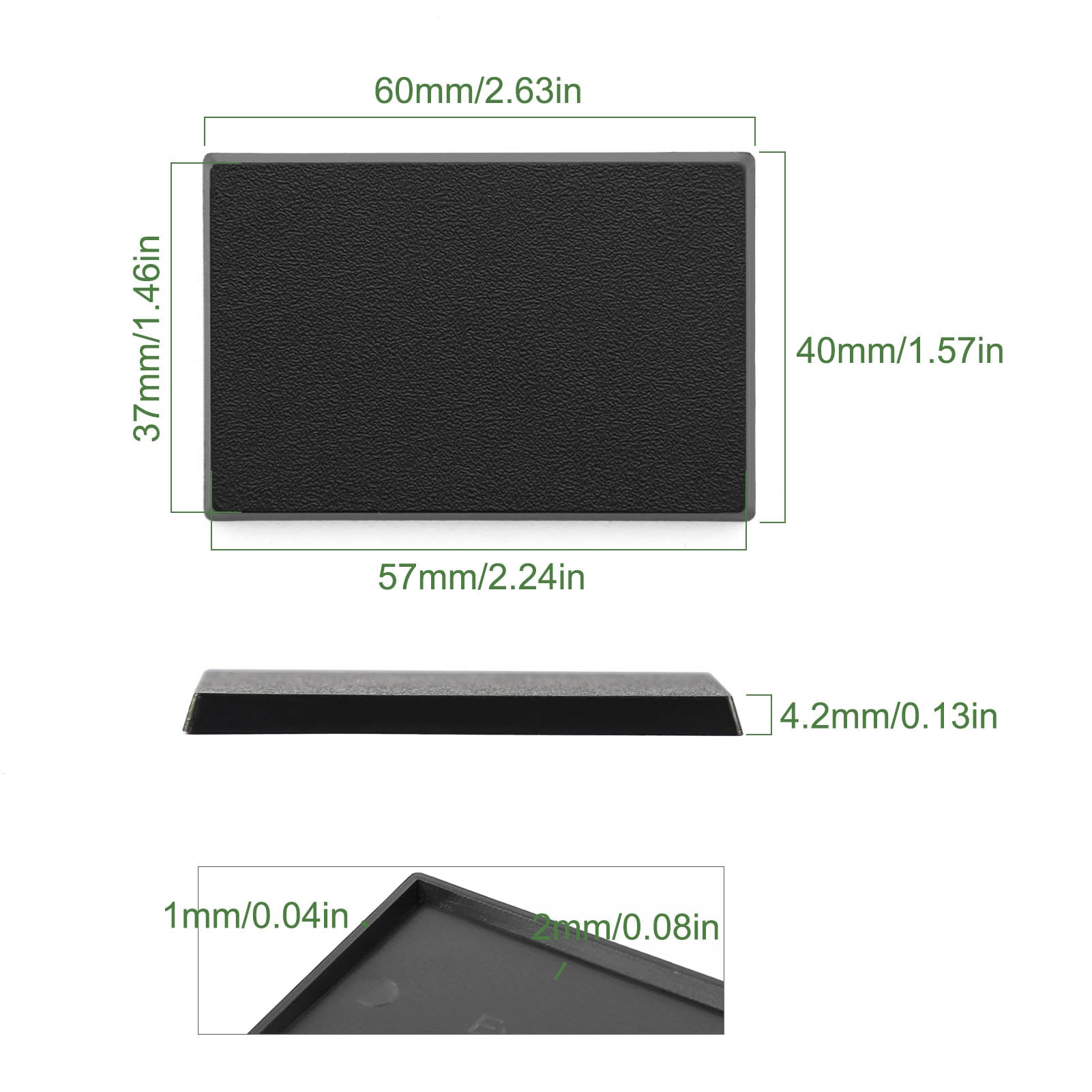 MB4060 20pcs 40mmX60mm Rectangle Bases Plastic Black for Table Game