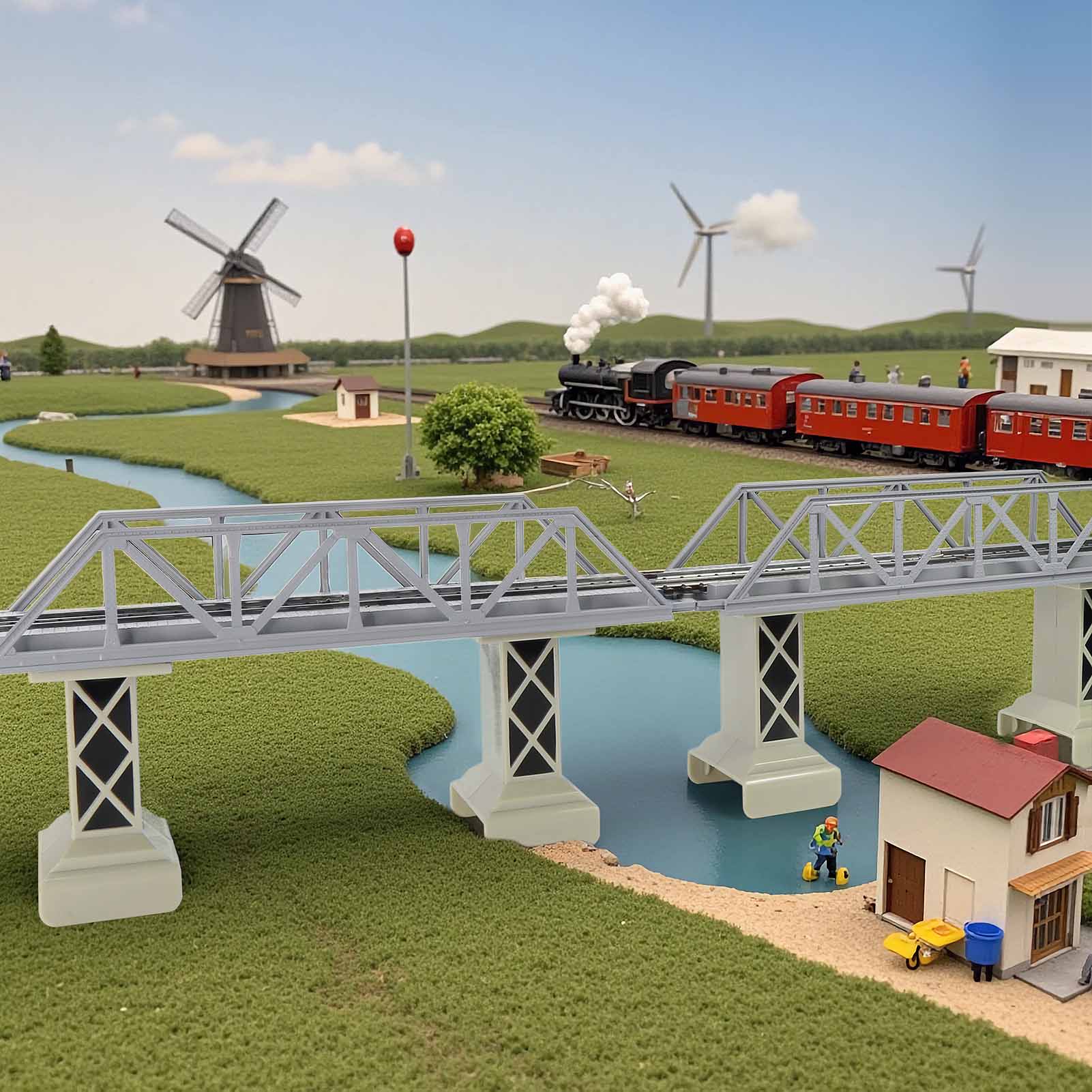 QLF32 1 Unit HO Scale 1:87 Model Truss Bridge Single-Track Kit for Model Railroad