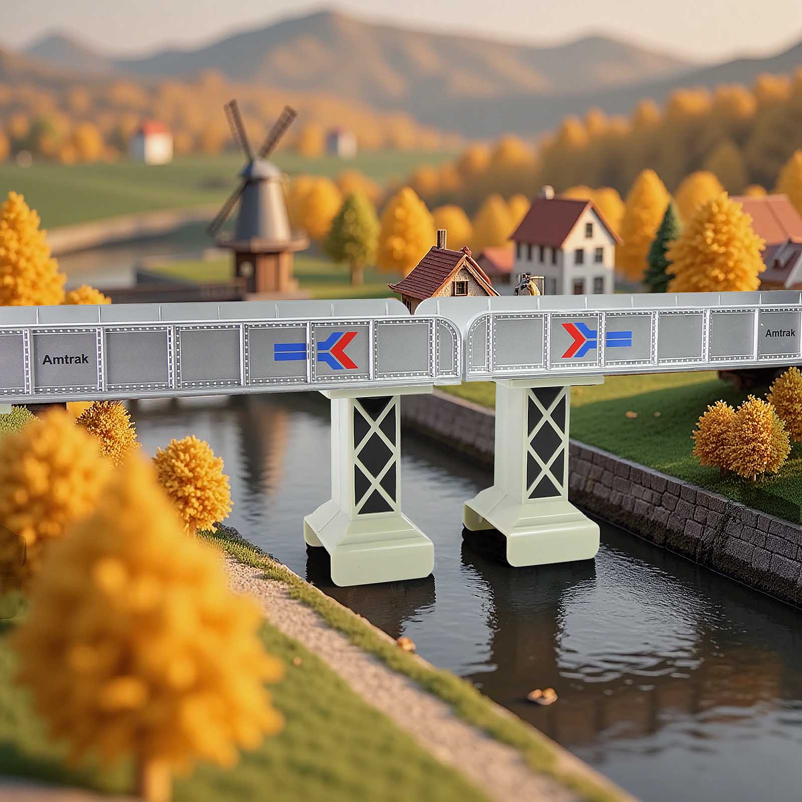 QLF33 1 Unit HO Scale 1:87 Painted Model Girder Bridge for Model Railroad