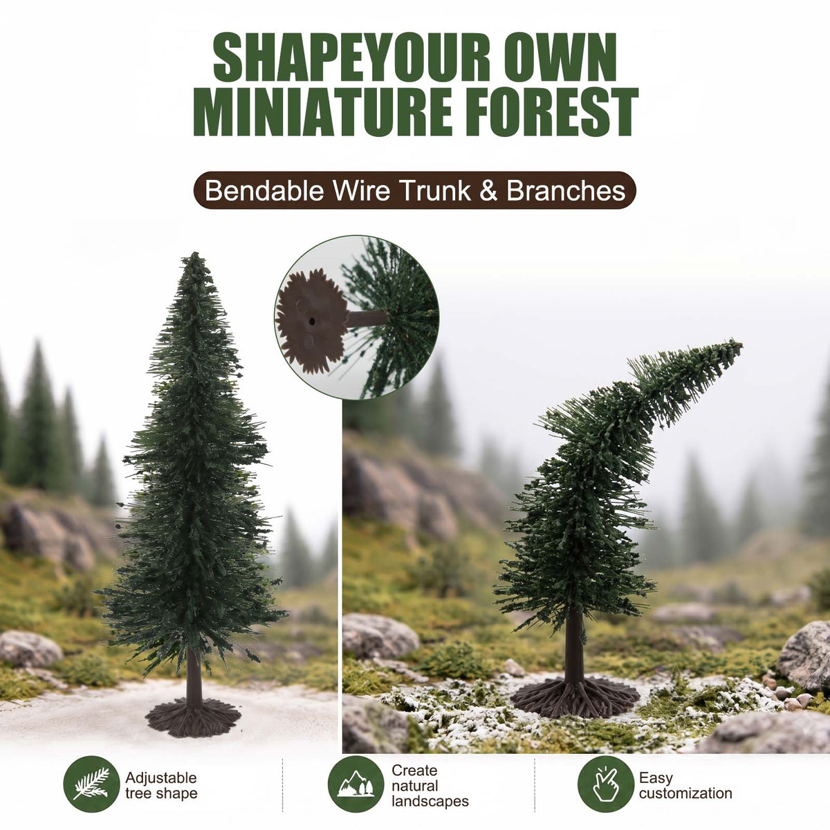 S10115 20pcs HO Scale OO Scale 11.5cm Model Train Trees Model Pine Trees with Roots