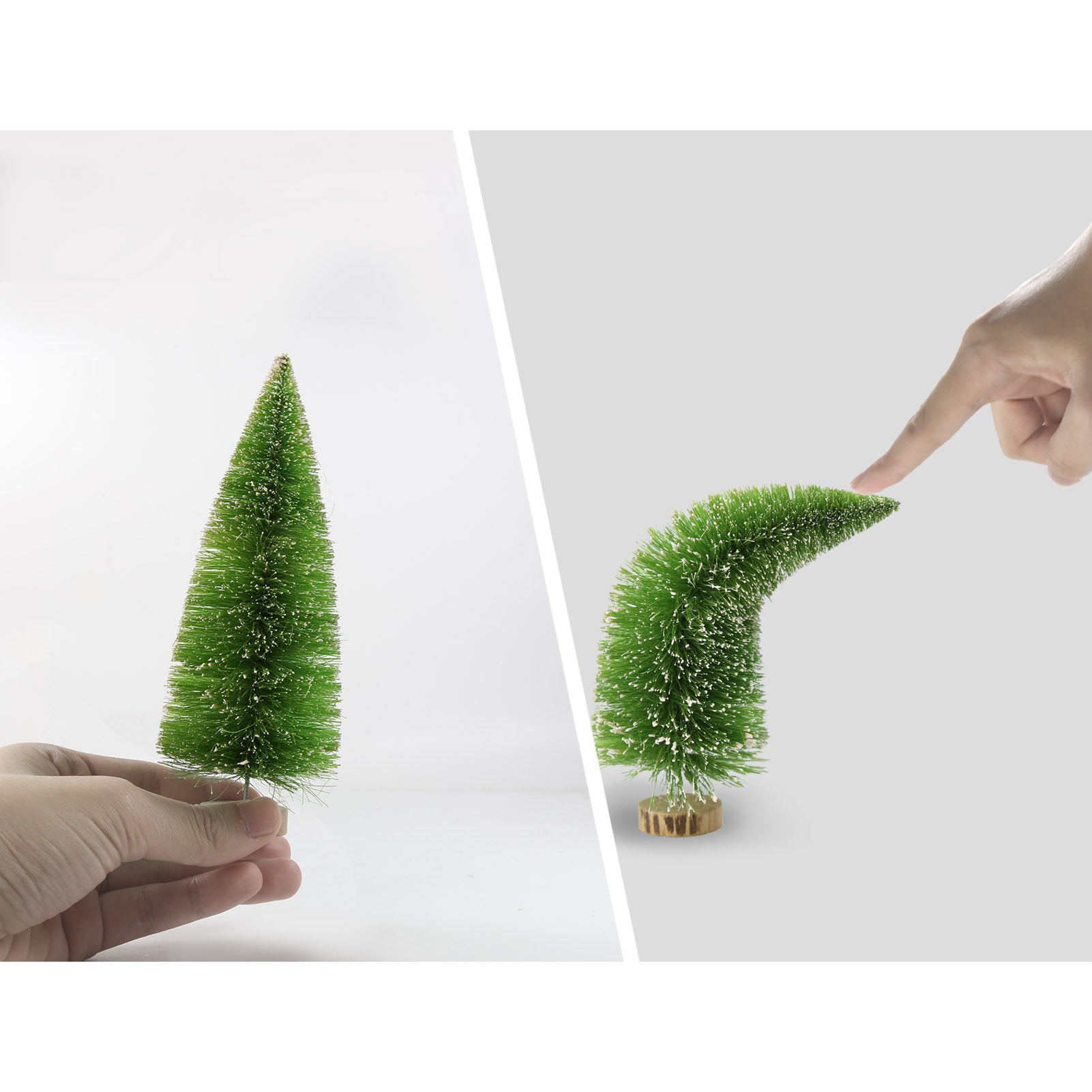 S1016 8pcs 16cm Model Snowy Pine Trees Wooden Base for Christmas Decor