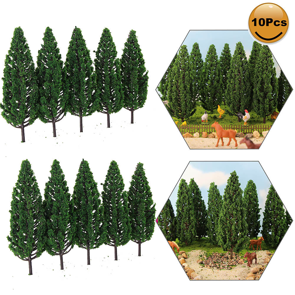 S13045 10pcs O Scale 1:50 Model Pine Trees Railway Layout 12.5cm Plastic