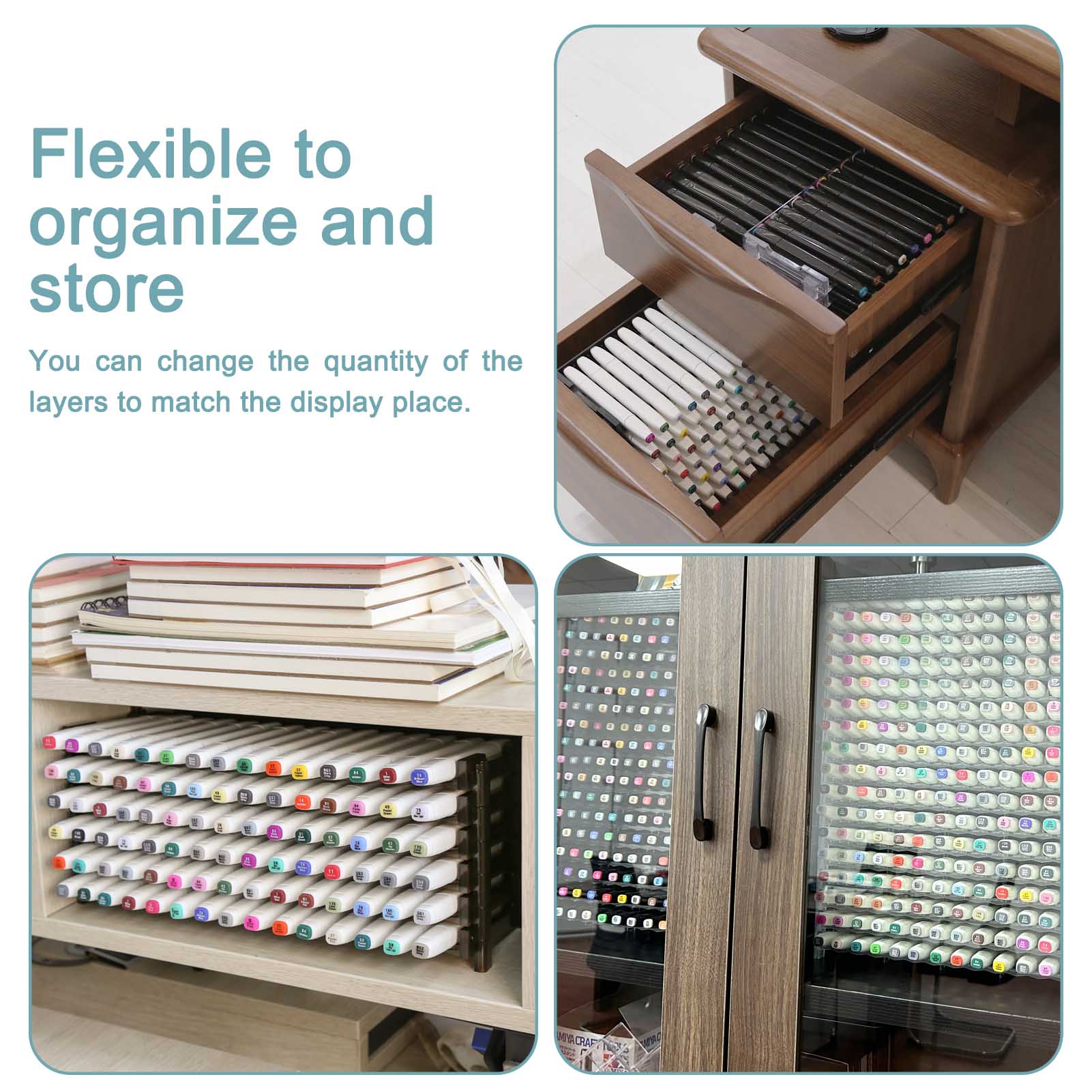 SN01 15X12 Slots Penholder Display and Storage Pen Rack for Art Marker Pens