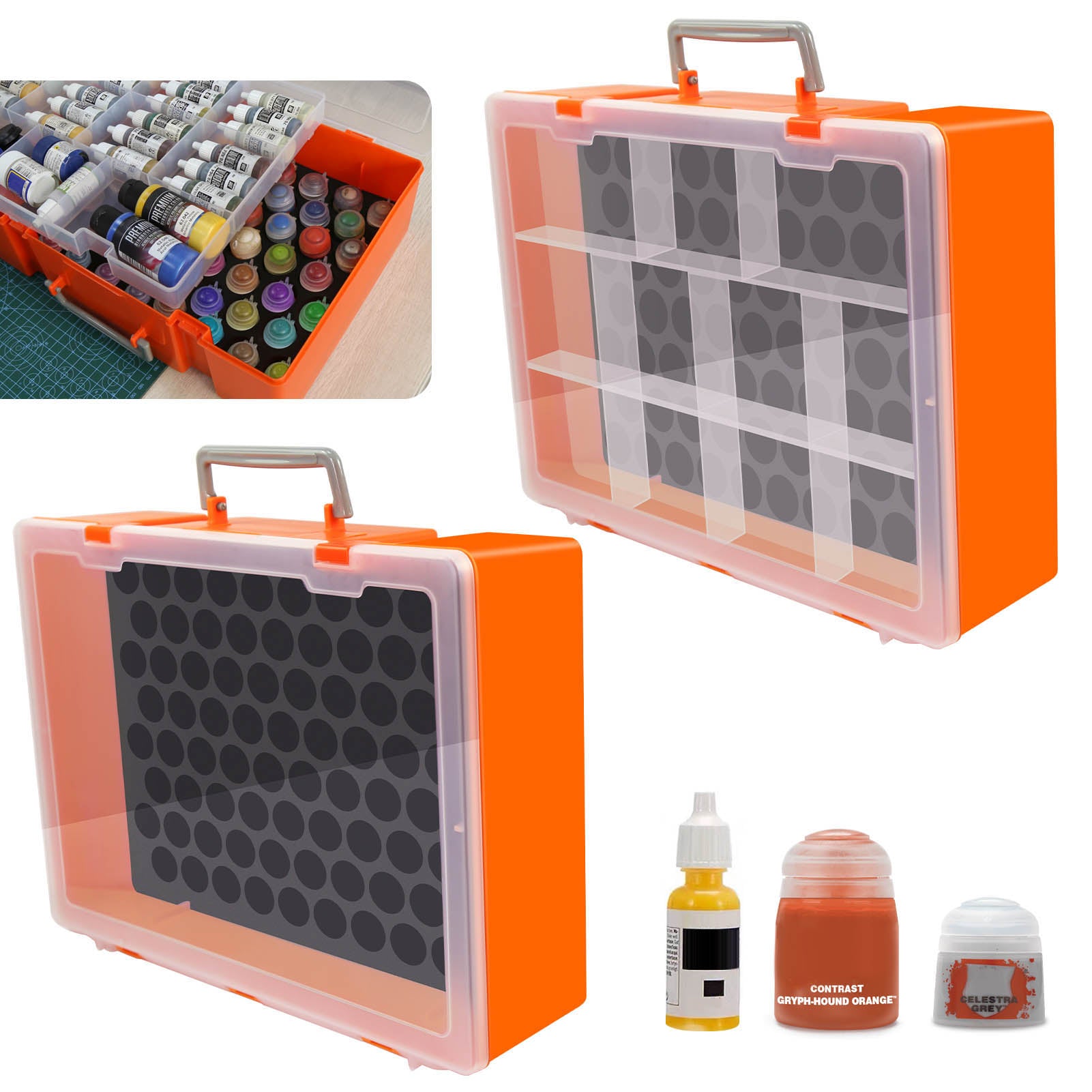 SN03S 1 Unit Model Paint Pigment Bottle Storage Suitcase Dual-layer Portable