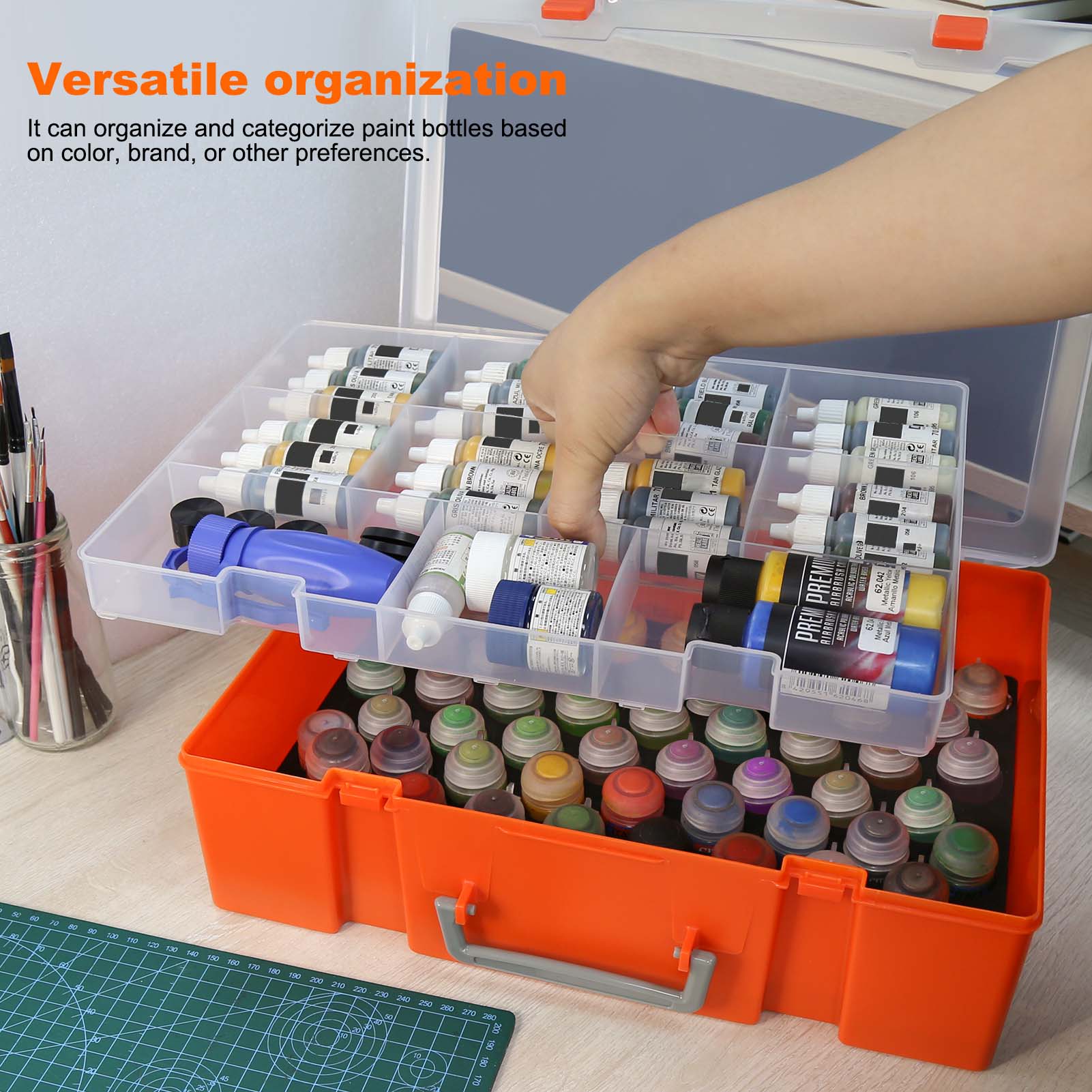 SN03S 1 Unit Model Paint Pigment Bottle Storage Suitcase Dual-layer Portable