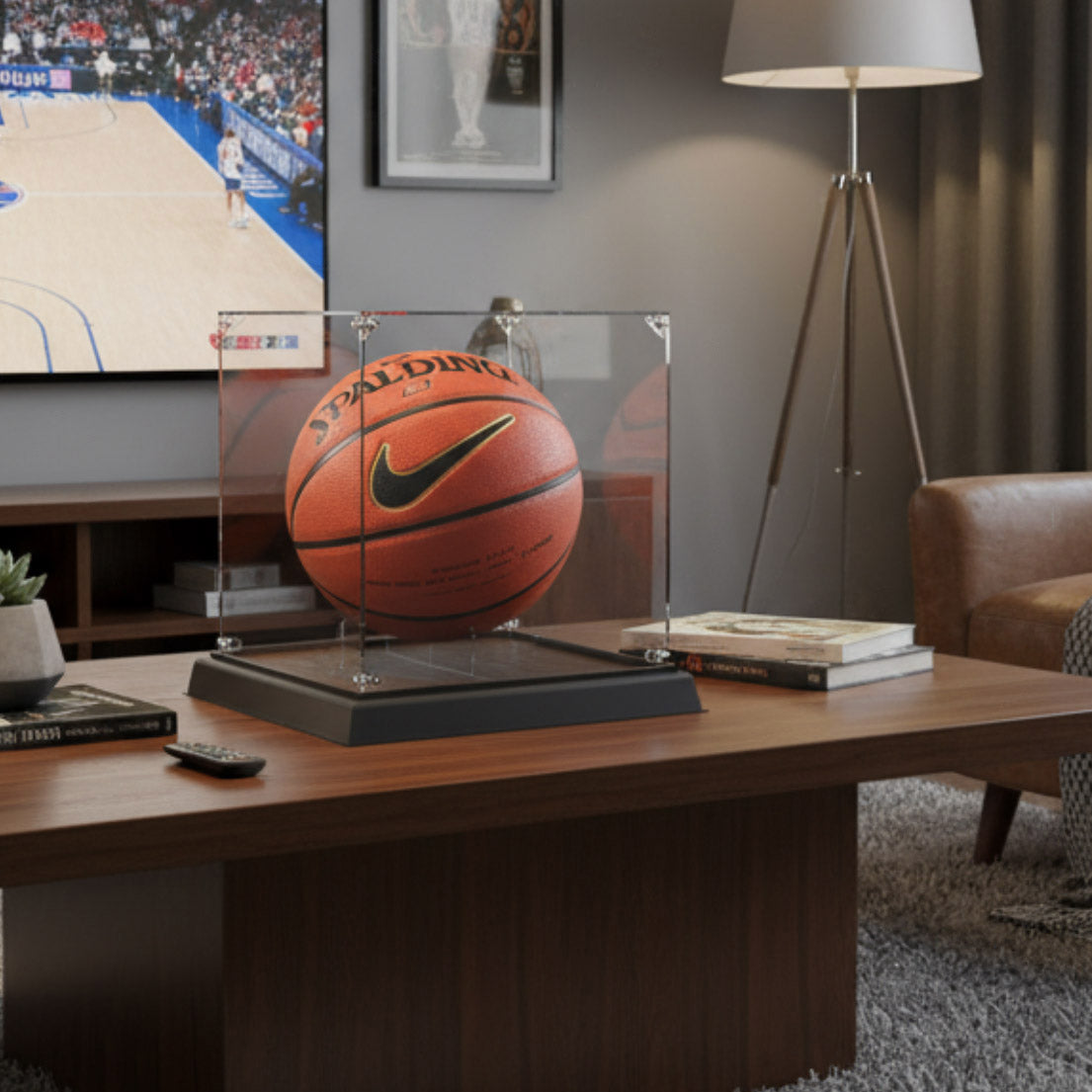 SN1030F 1 Unit Acrylic Storage Display Box Dustproof with 30cm Square Wood Base