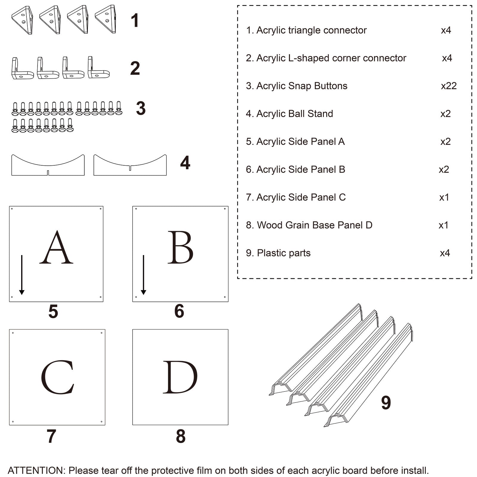SN1030F 1 Unit Acrylic Storage Display Box Dustproof with 30cm Square Wood Base