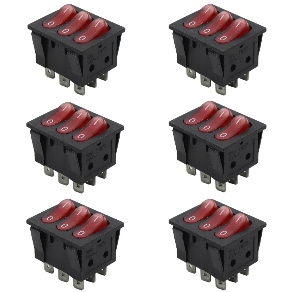 SW10 6pcs Miniature Rocker Switches With Light ON-OFF