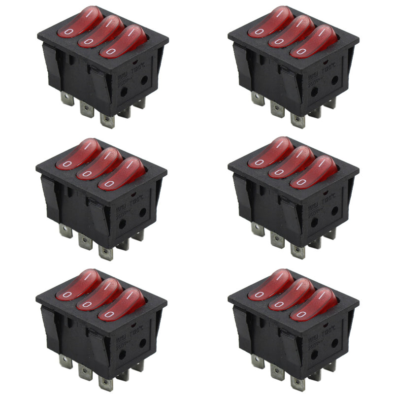 SW10 6pcs Miniature Rocker Switches With Light ON-OFF
