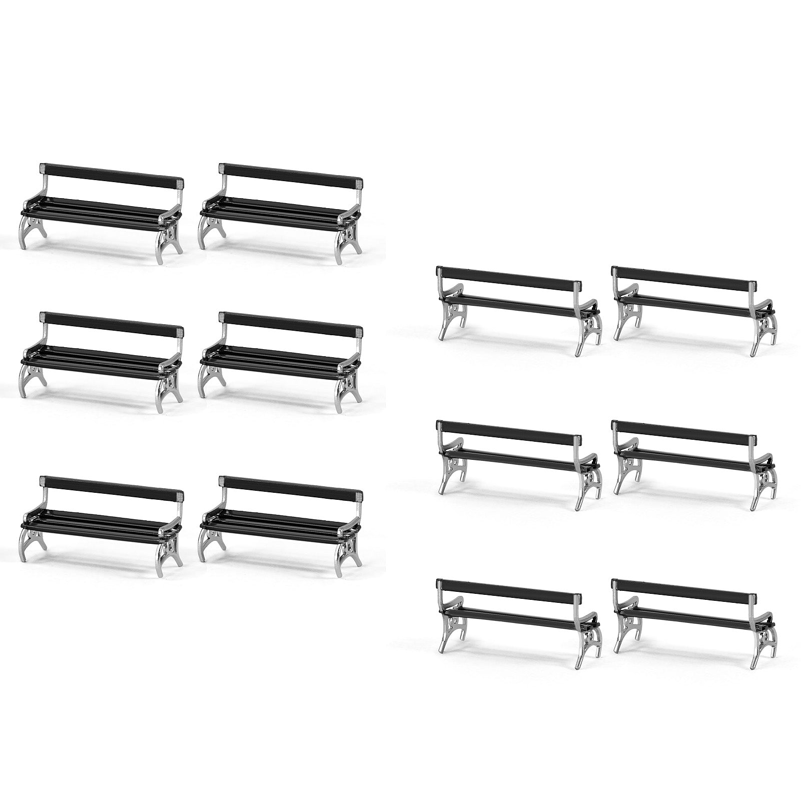 ZY37087 12pcs HO Scale 1:87 Garden Park Benches Street Platform Station Chairs