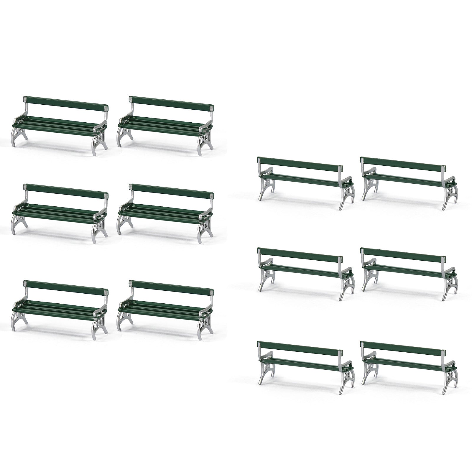 ZY37087 12pcs HO Scale 1:87 Garden Park Benches Street Platform Station Chairs