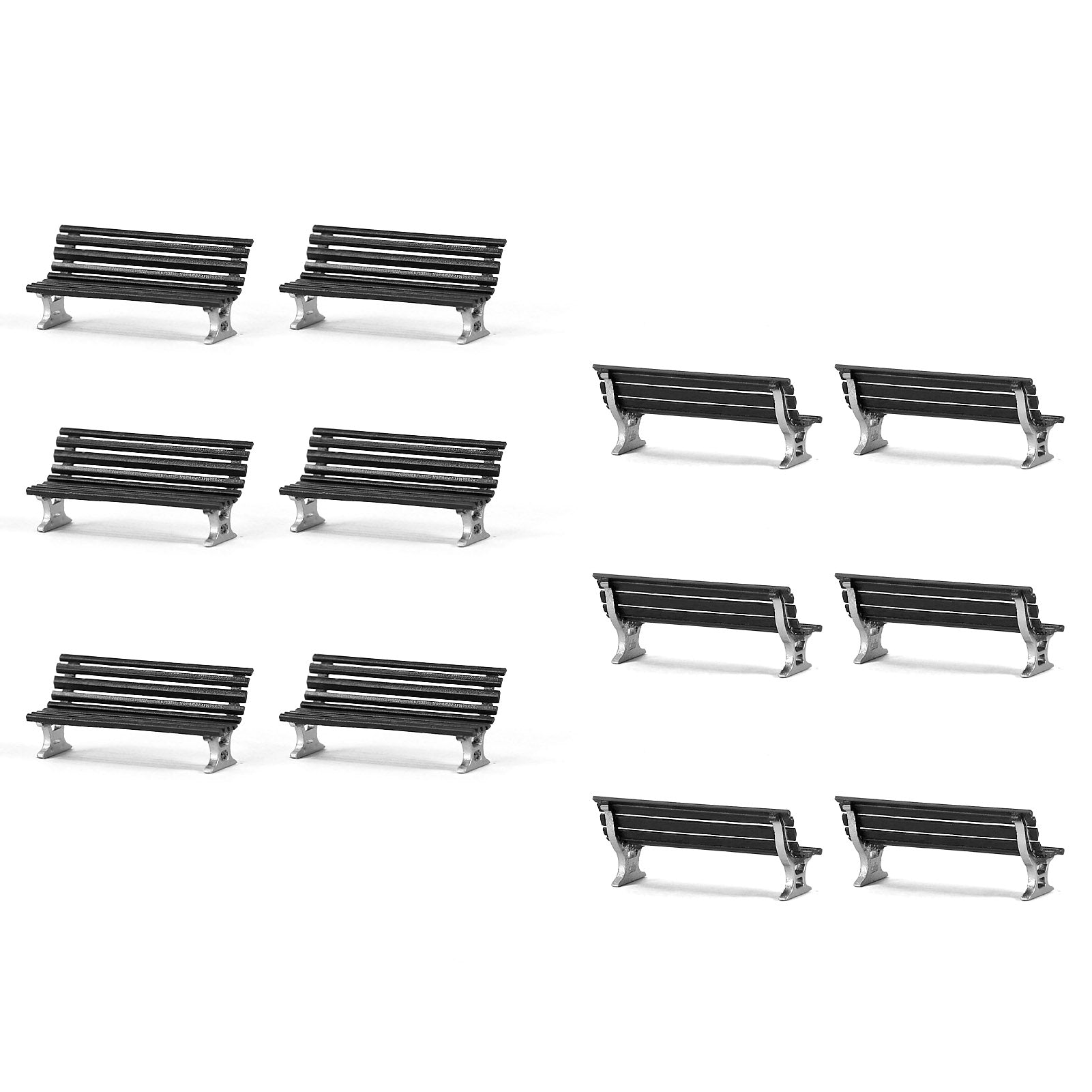 ZY38087 12pcs HO Scale 1:87 Model  Park Garden Benches Street Station Seat Chairs