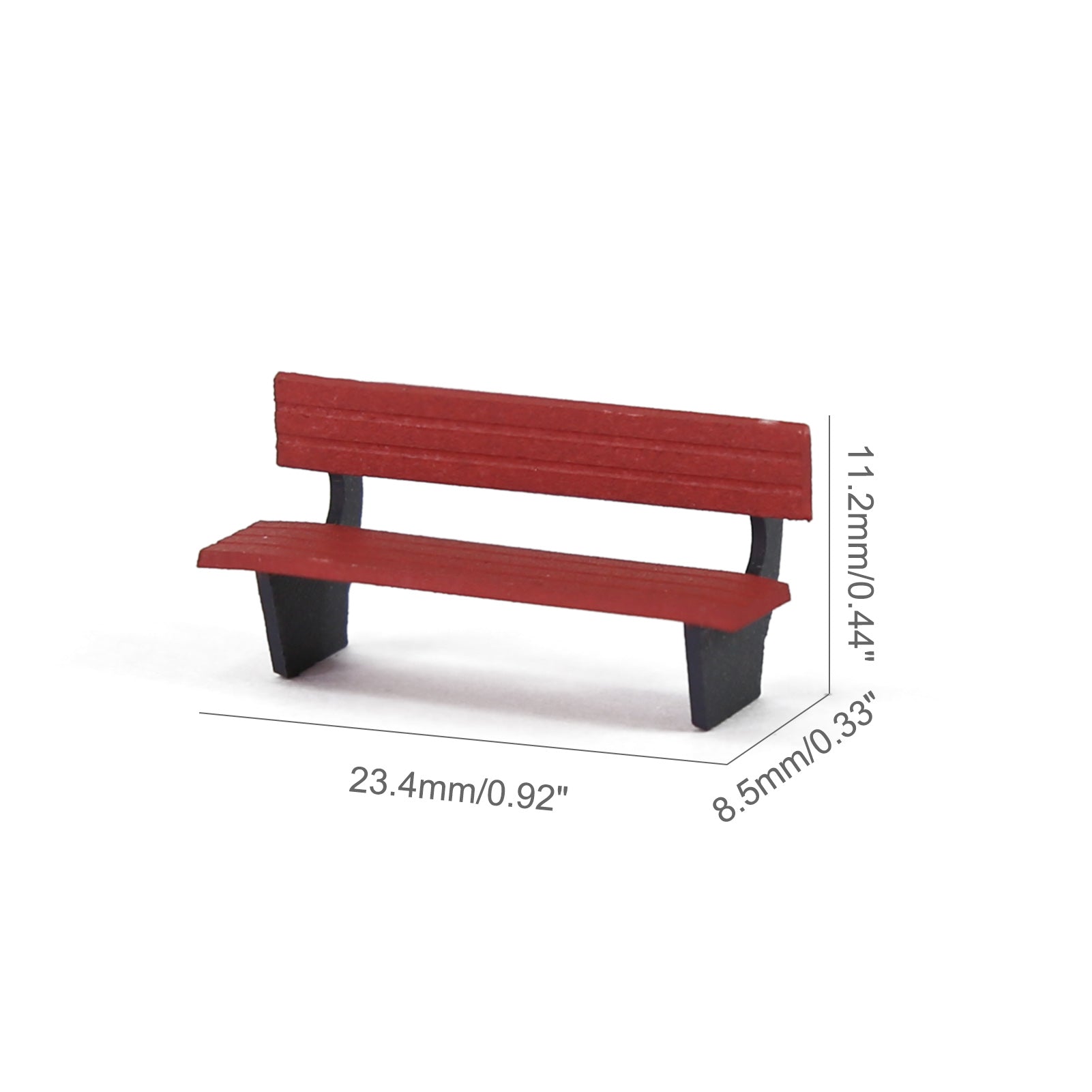 ZY39087 12pcs HO Scale 1:87 Garden Park Red Benches Street Seats Chairs