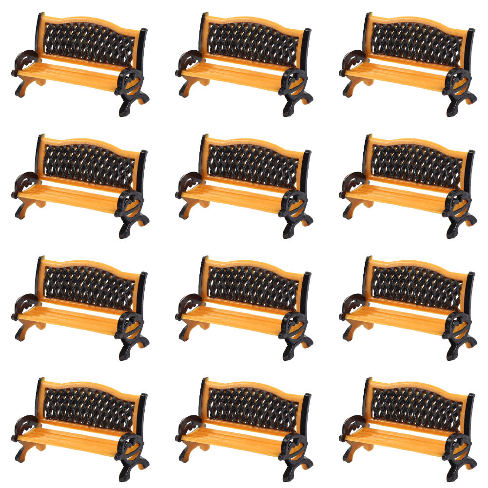 ZY34050 12pcs O Scale 1:50 Platform Park Street Seats Bench Chair