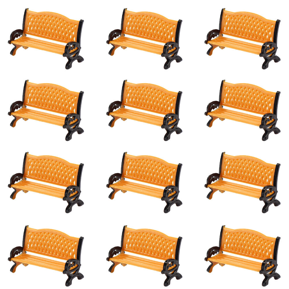 ZY34050 12pcs O Scale 1:50 Platform Park Street Seats Bench Chair