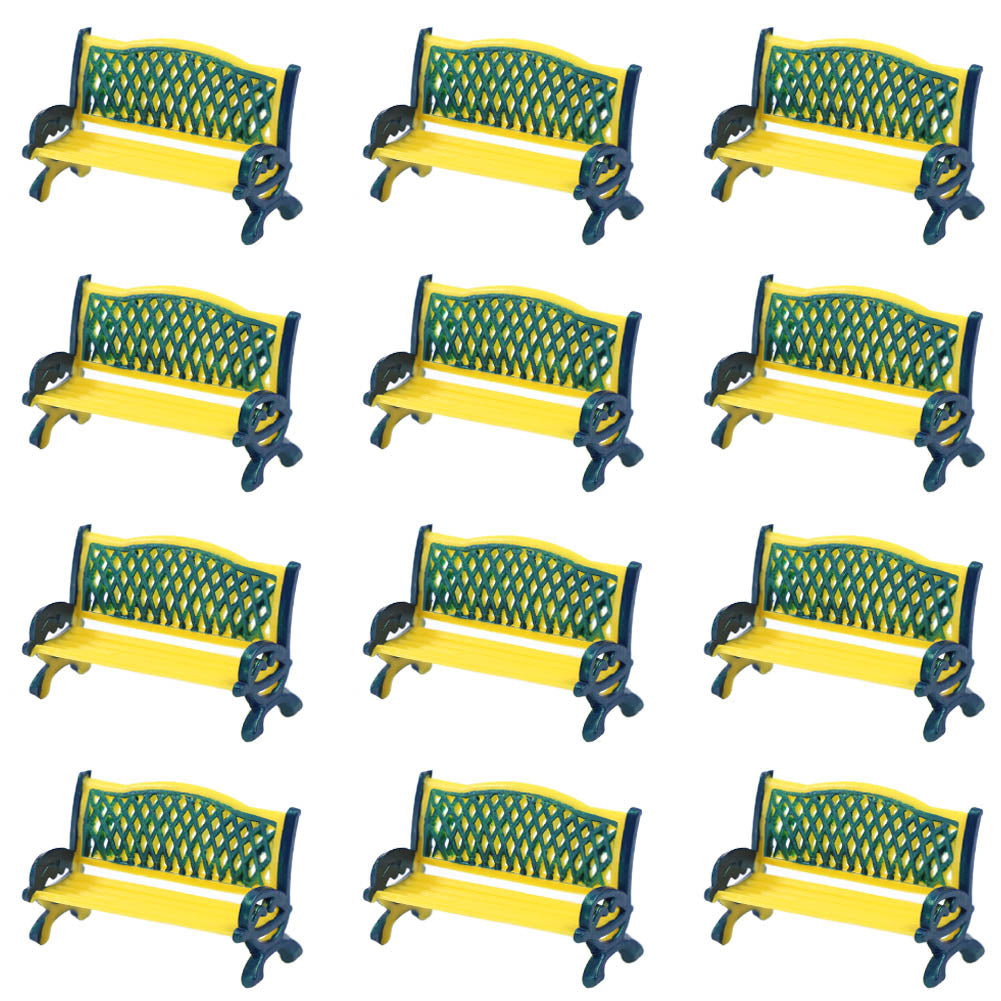 ZY34050 12pcs O Scale 1:50 Platform Park Street Seats Bench Chair