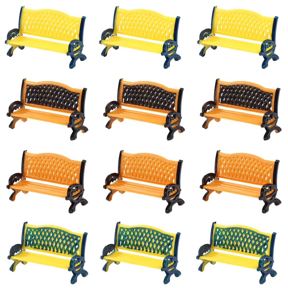 ZY34050 12pcs O Scale 1:50 Platform Park Street Seats Bench Chair