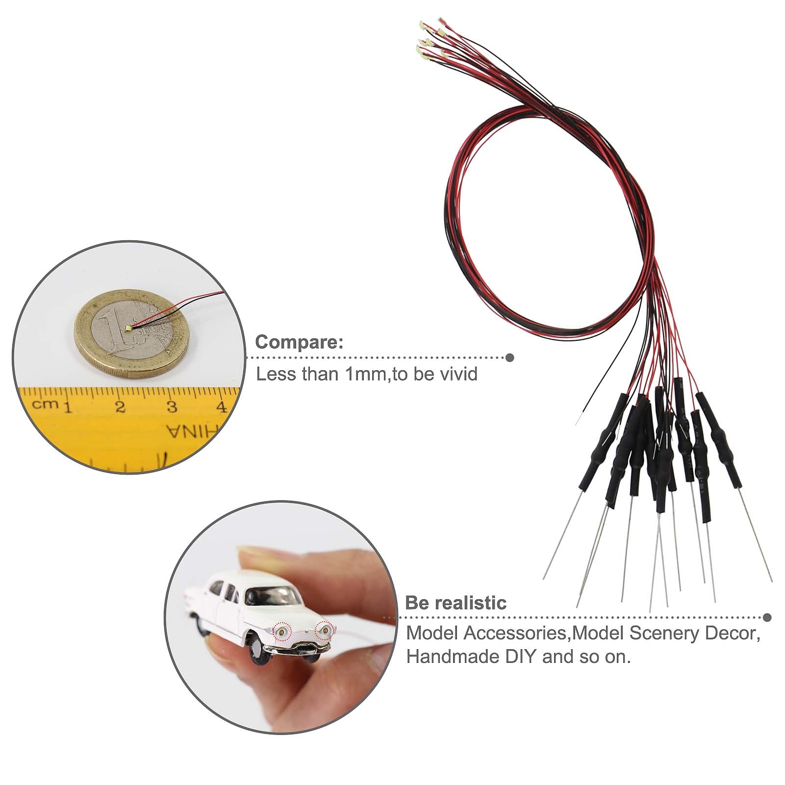 Pre-wired SMD LED Evemodel 20pcs Pre-soldered 0603 SMD LED With Micro ...