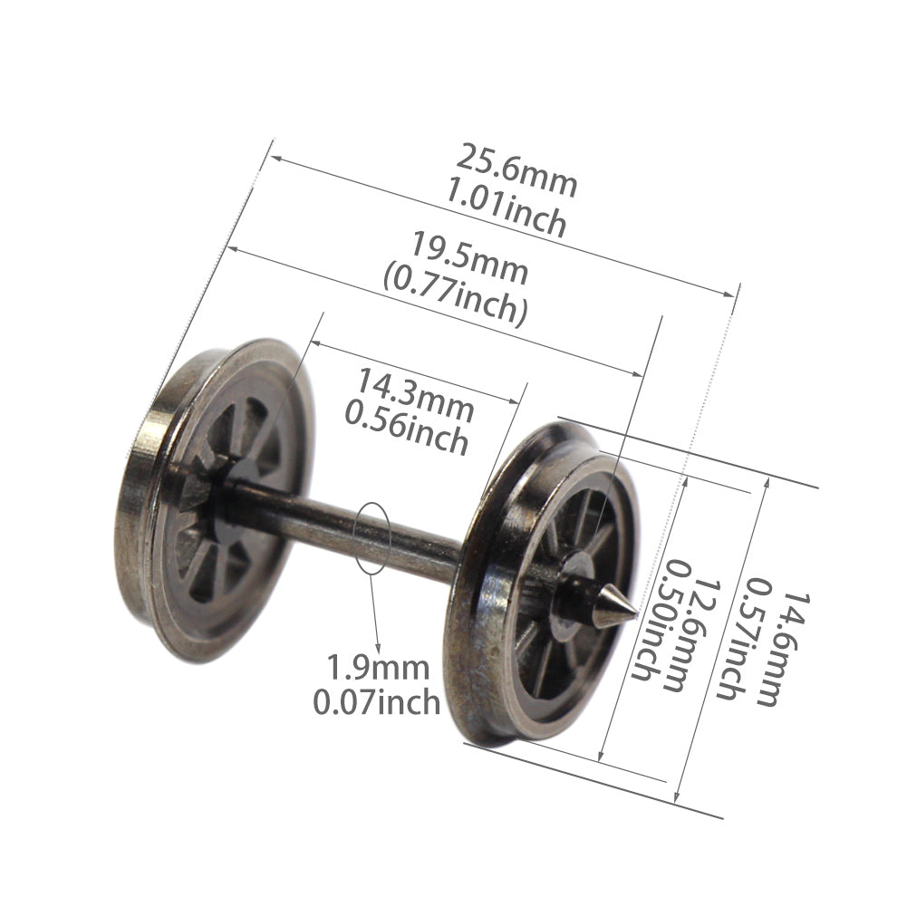 HP1487 12pcs HO Scale 1:87 38'' Metal Spoked DC Wheels