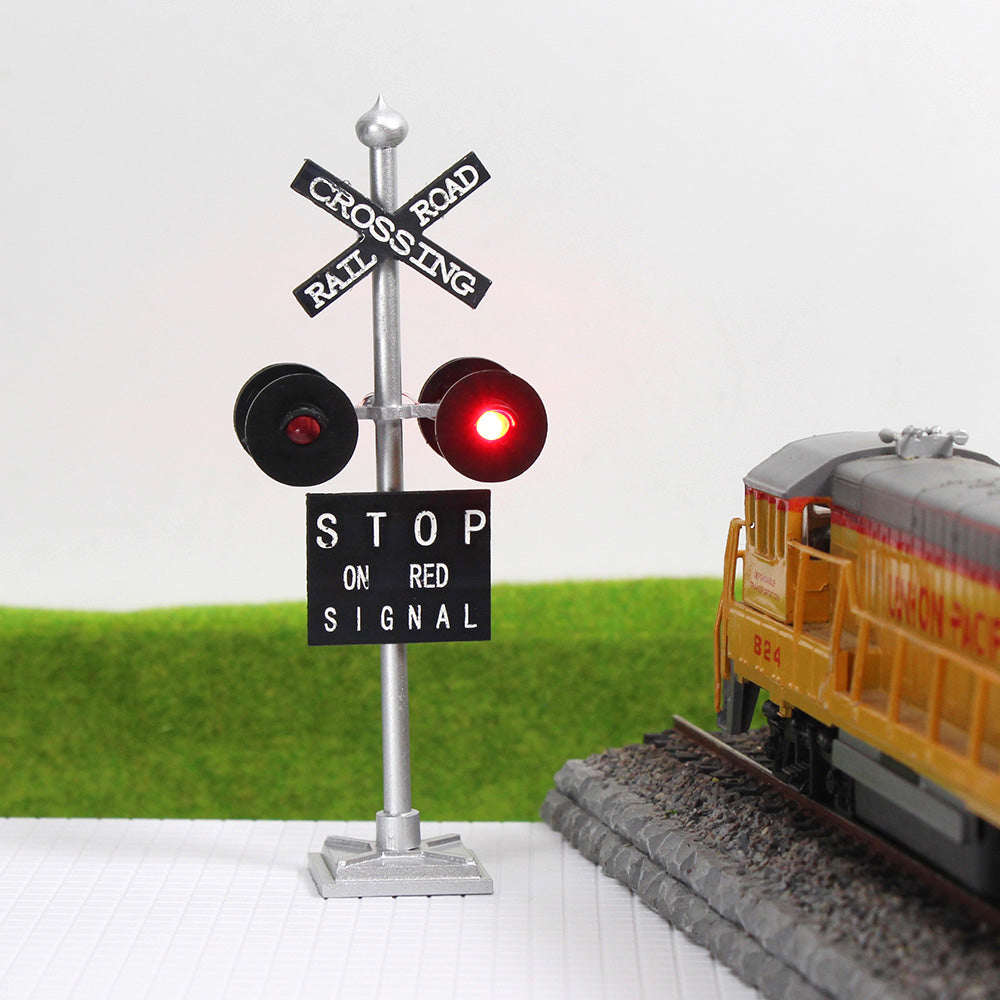 JTD436RP 1 Set O Scale 1:43 Railway Crossing Signal with Circuit Board Flasher