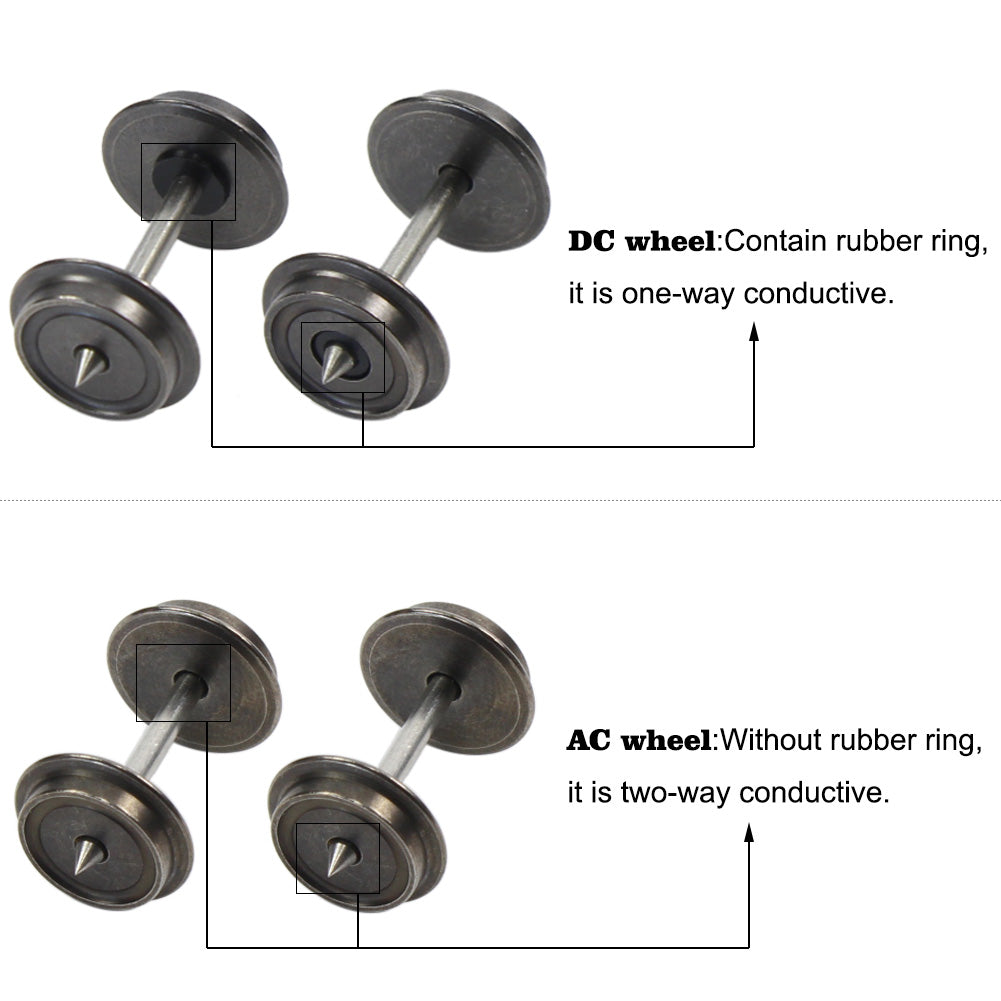 HP0387 12pcs HO Scale 1:87 36'' Metal AC Wheels Conductive