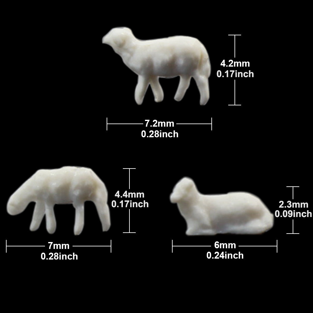 AN15003B 100pcs N Scale 1:150 UnPainted White Sheep Farm Animals