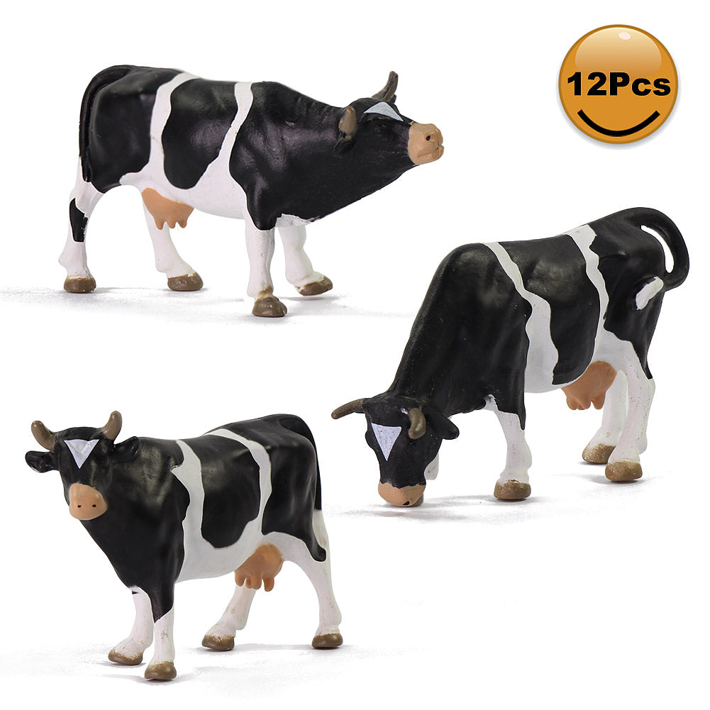 AN4301 12pcs 1:43 O Scale Painted Cows Farm Animals